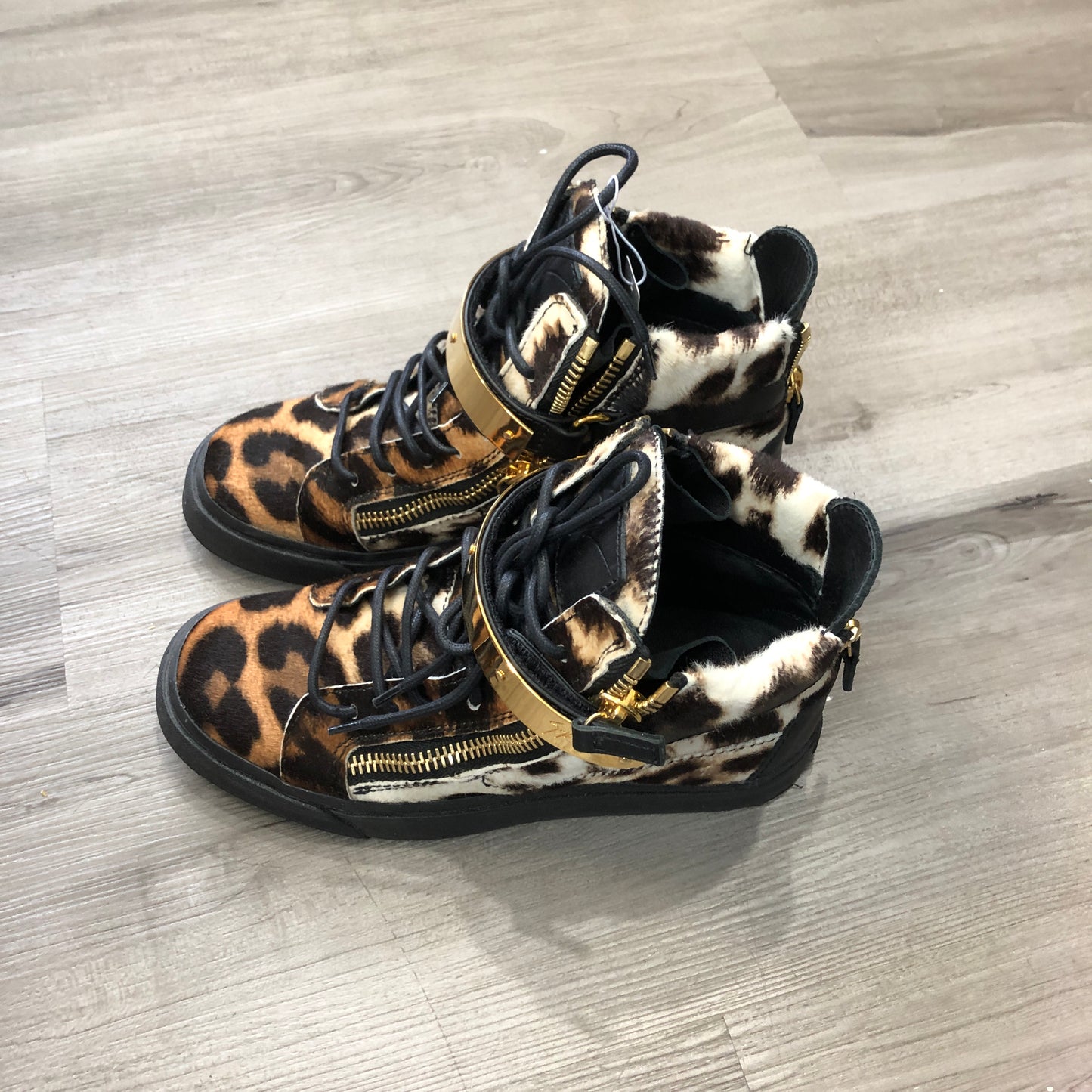 Giuseppe Zanotti Women's Leopard Print High-Top Sneakers shoes 36