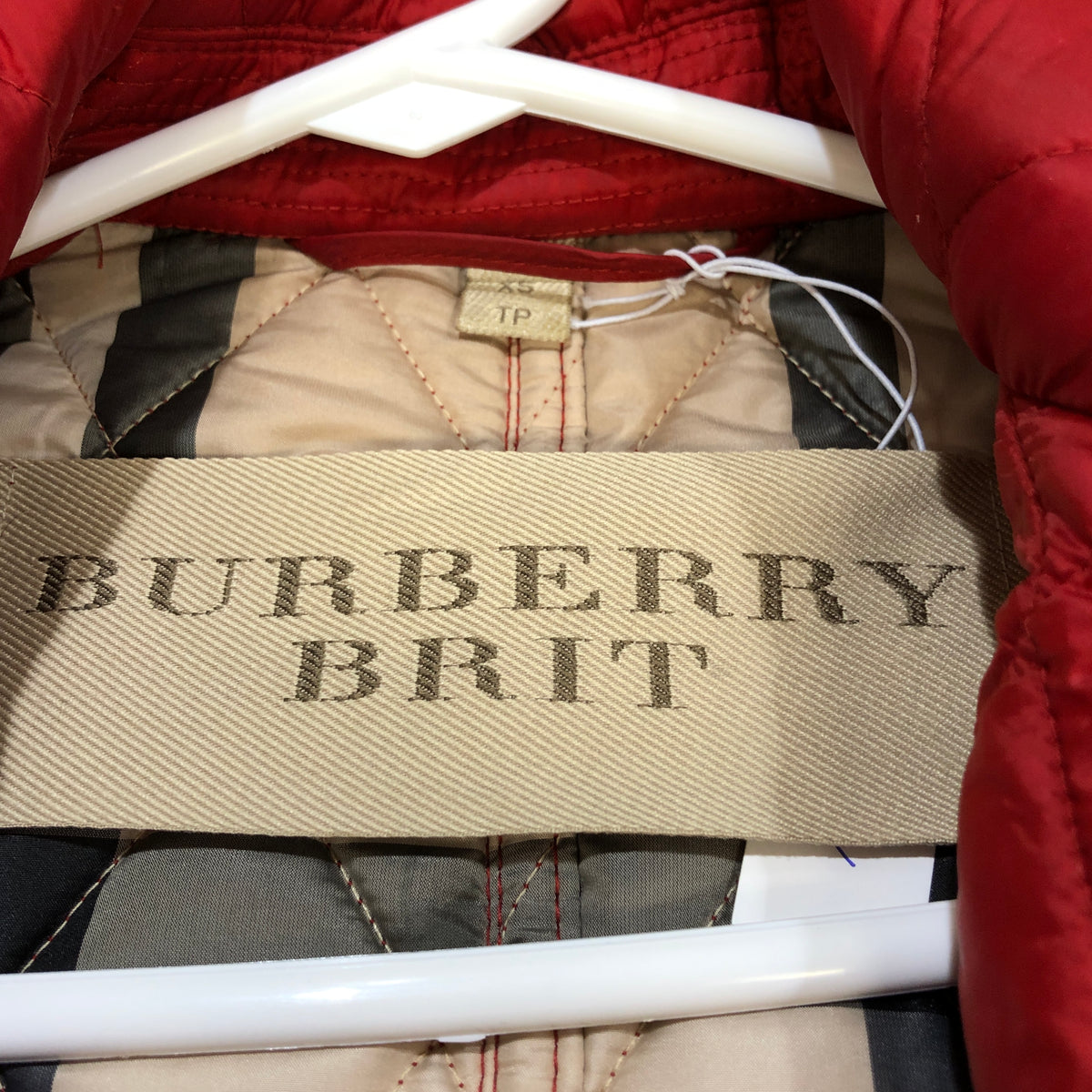 Burberry Red Quilted Trench Coat Size XS