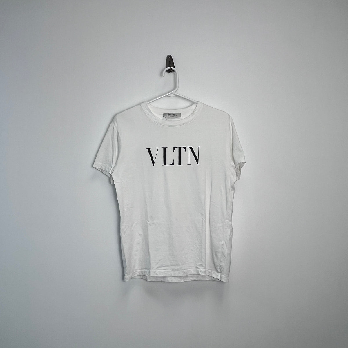 Valentino White Short Sleeve T-shirt VLTN Front Logo Print Size XS