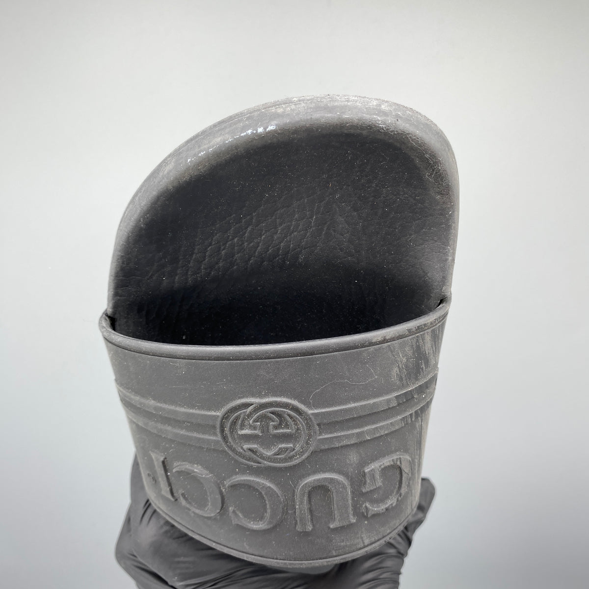 Gucci Men Black Logo Slide Sandal Shoes Size 8
