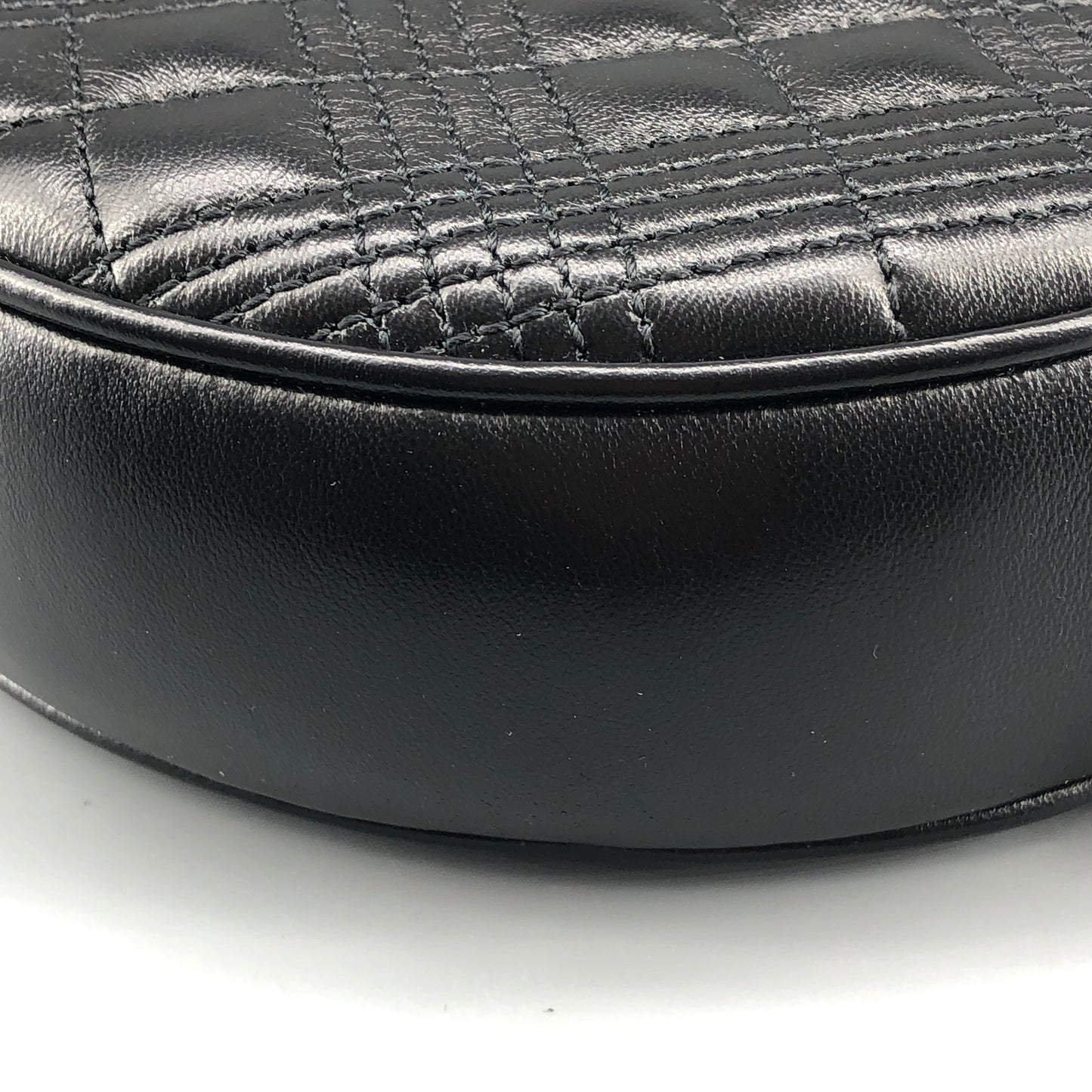Burberry Quilted TB Leather Round Crossbody Bag Black