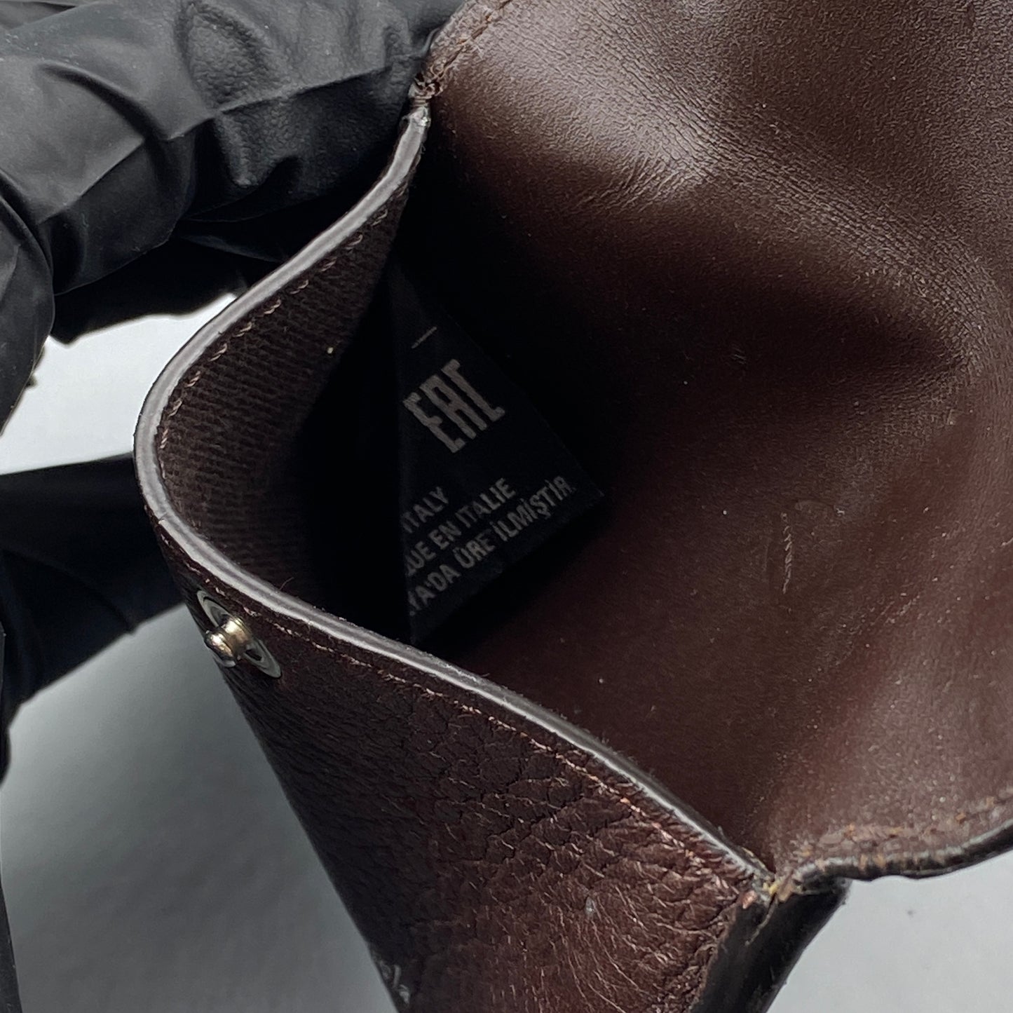 Maison Margiela Four Stitches Deep Brown Pebbled Leather Card Wallet