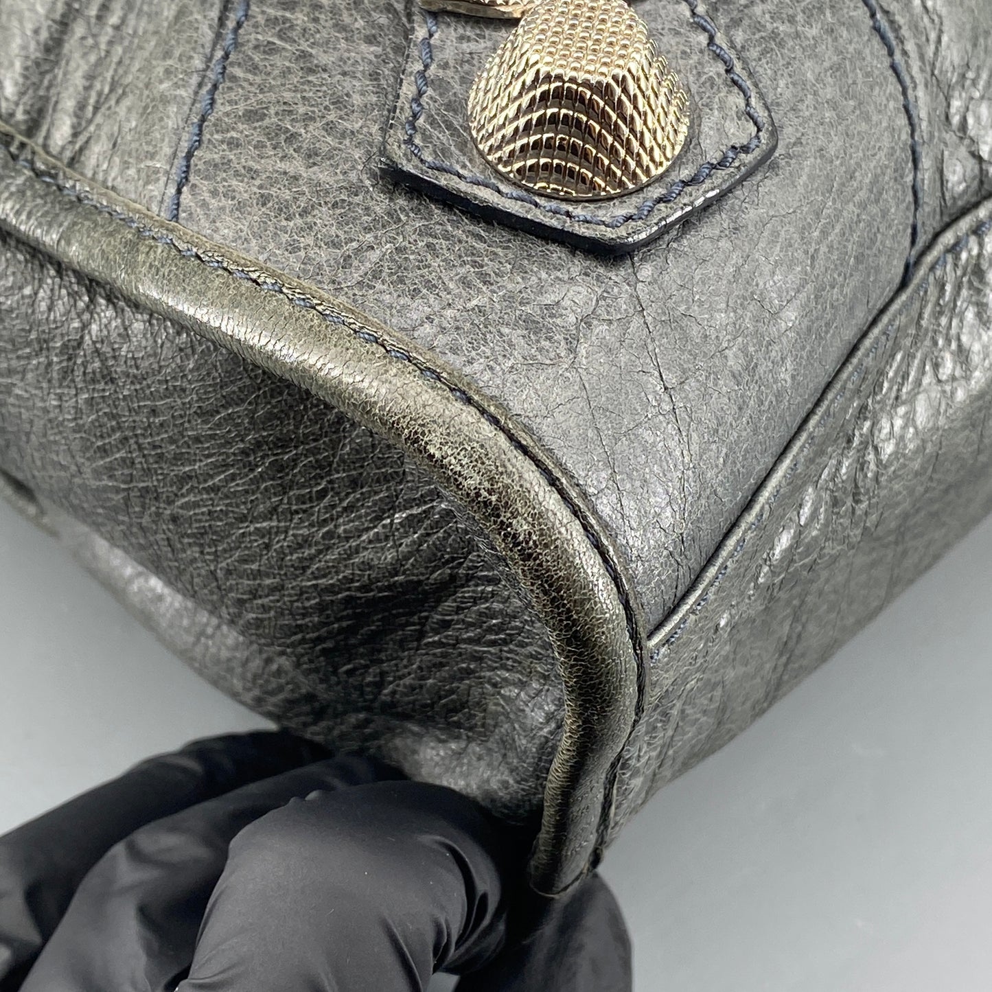 Balenciaga Grey Classic City Handbag Silver‑Tone Metal Hardware