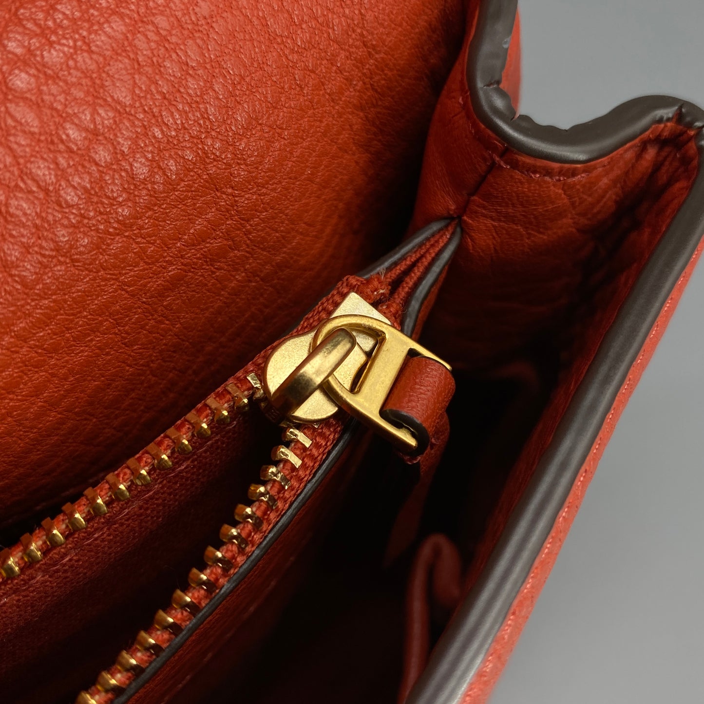 Tory Burch Orange Pebbled Leather Double T Logo Flap Chain Shoulder Bag