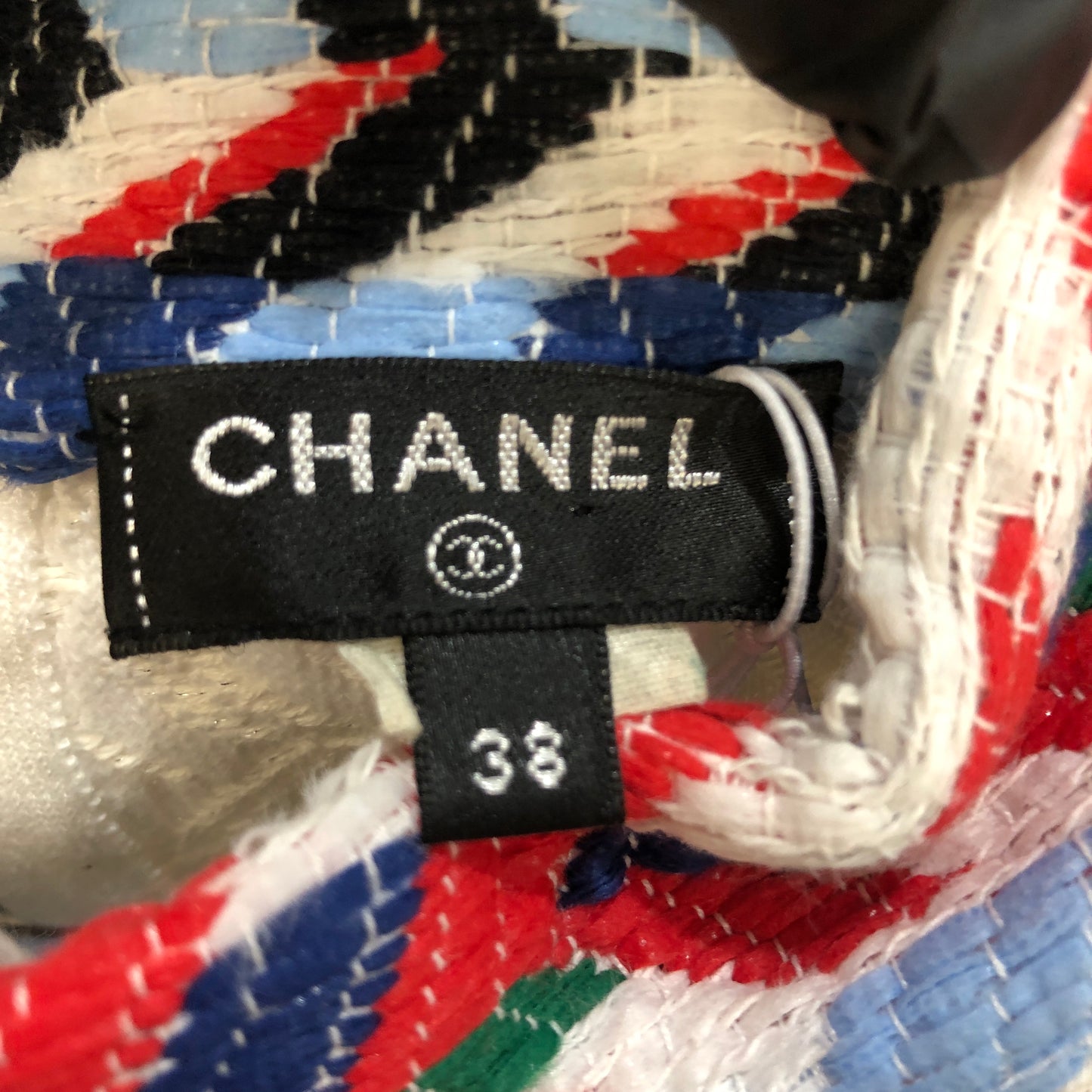 Chanel White Multicolor Trim Tweed Two-Piece Set (Top & Skirt) Size 38