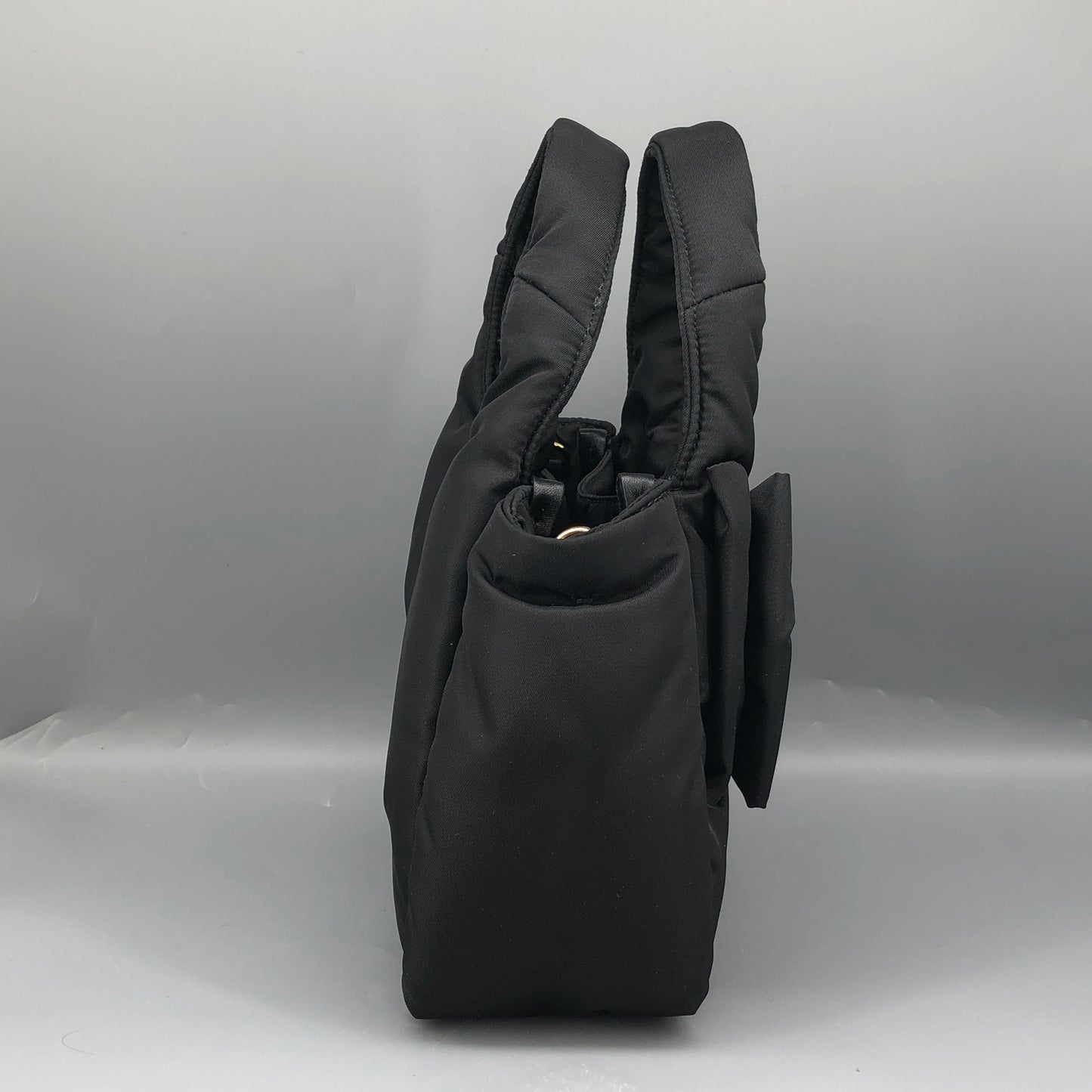 Prada Mini Padded Re-Nylon Tote Bag with Bow Detail Black