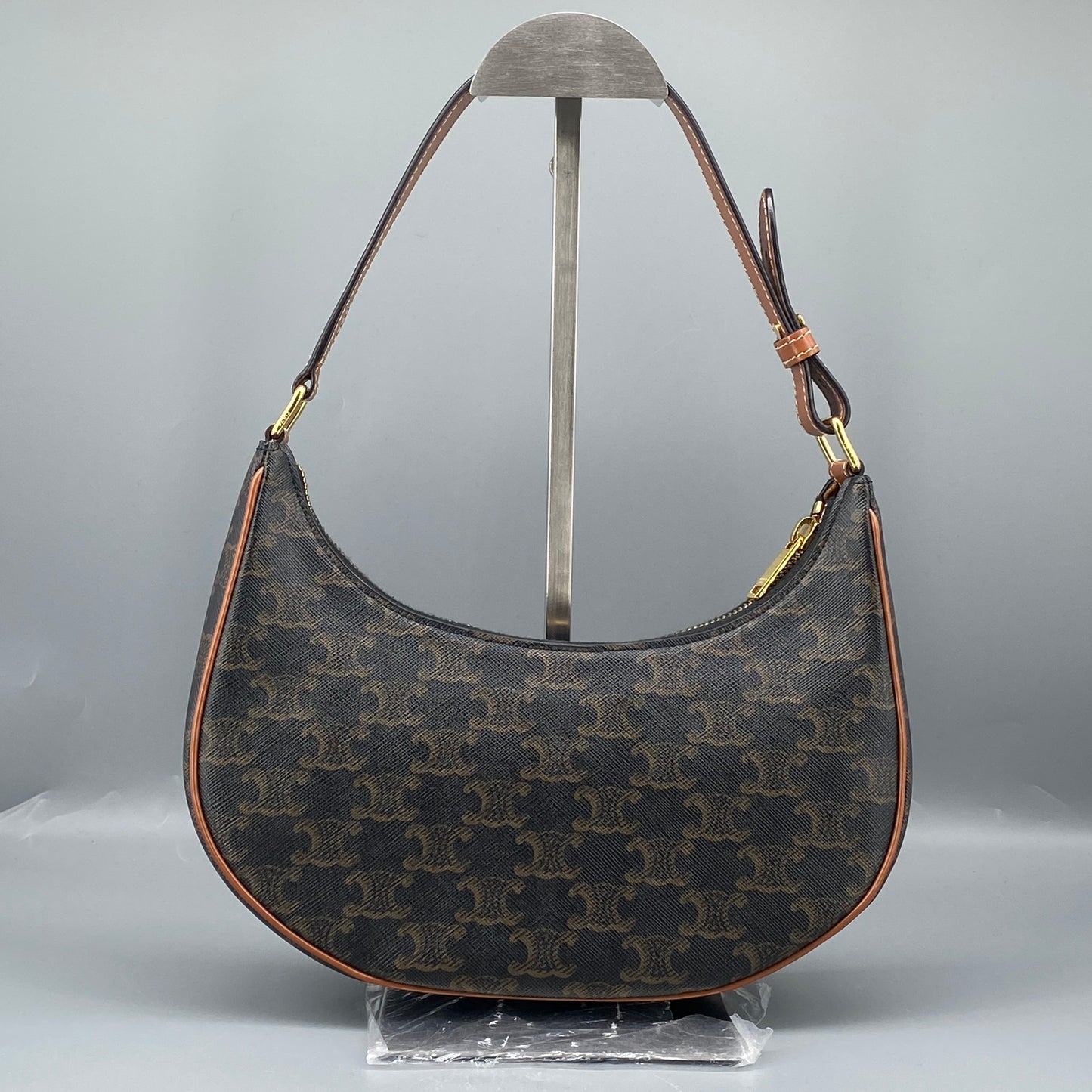 Celine Ava Black Caramel Print Hobo Shoulder Bag