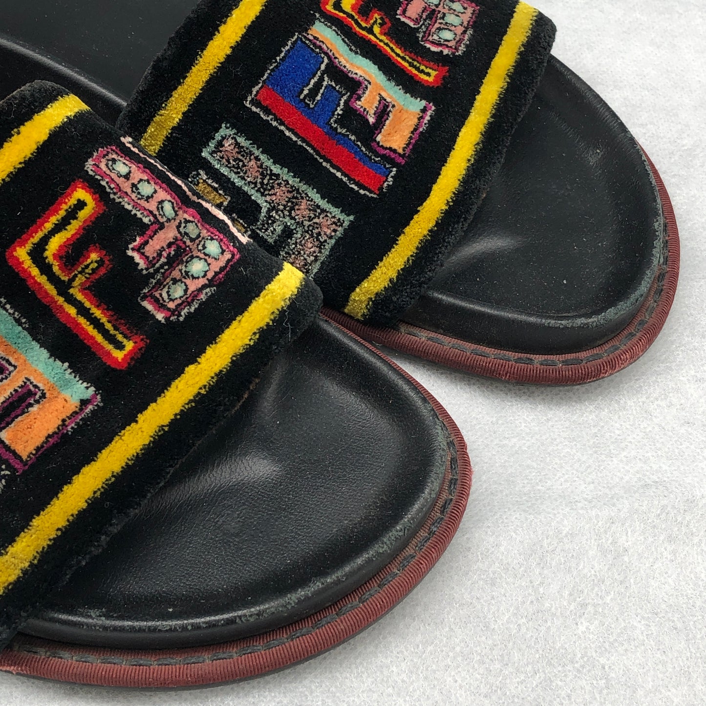 Fendi FF Logo Slides Women's Size 38.5 Black