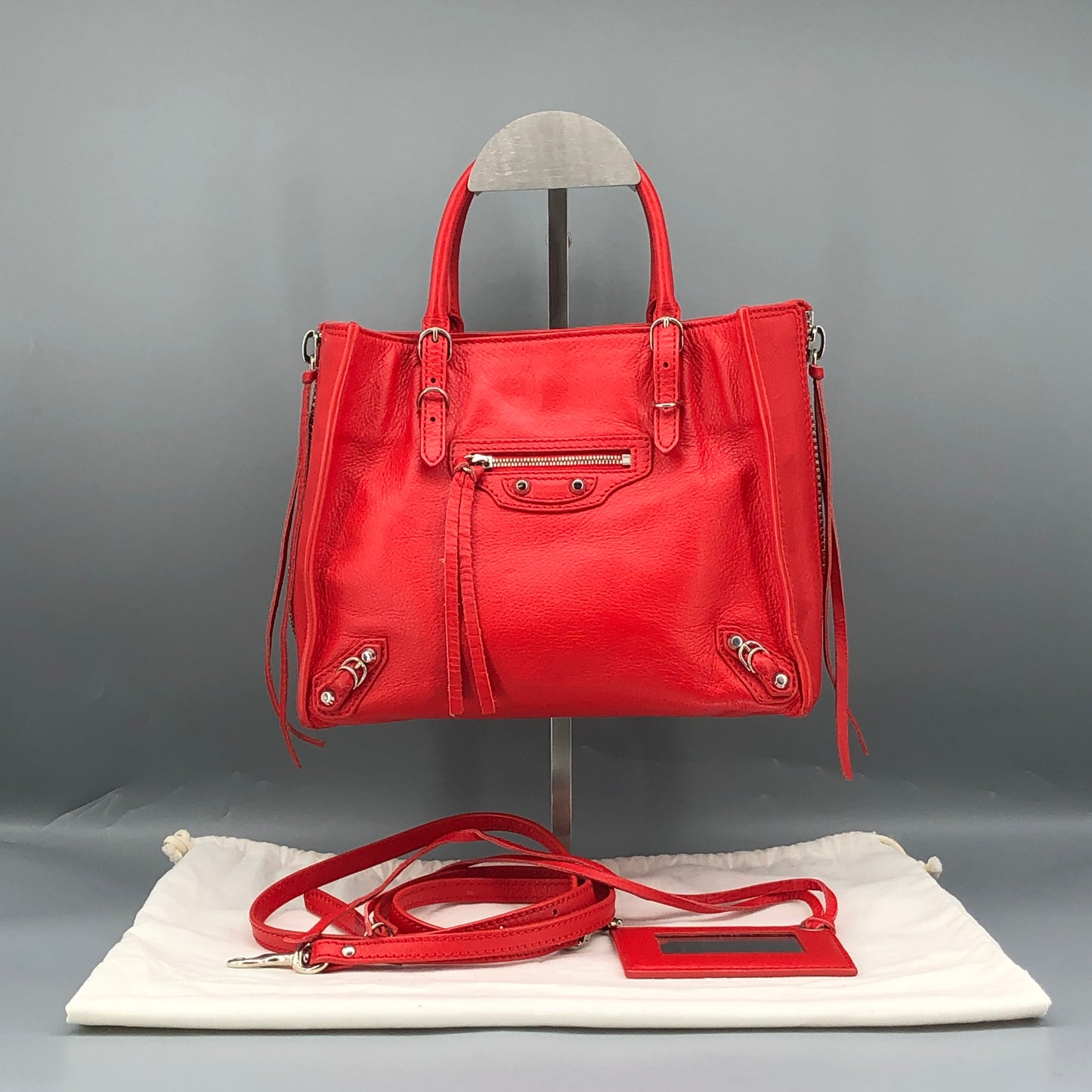 Balenciaga Mini City Lambskin Leather Handbag Red