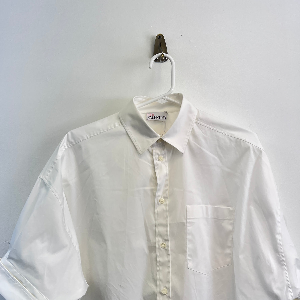 Red Valentino White Cropped Short Sleeve Shirt Size 42