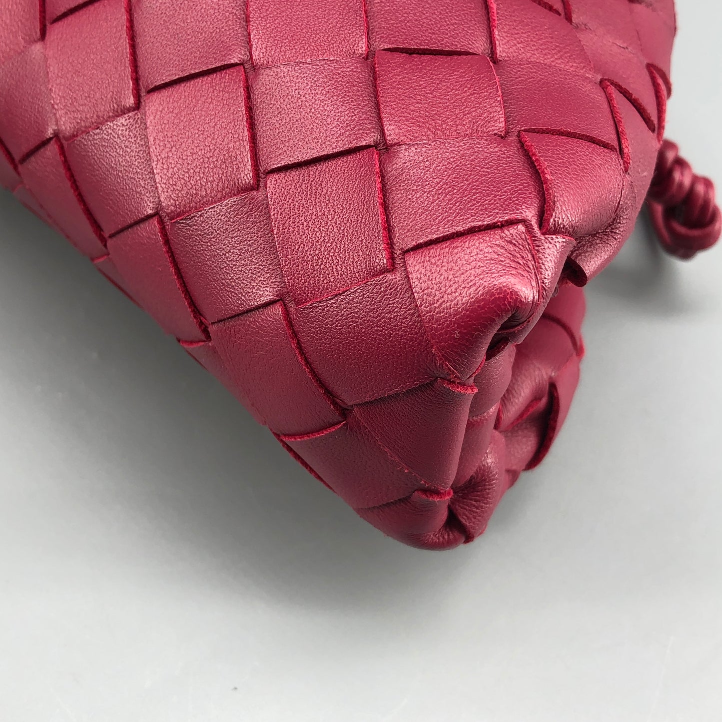 Bottega Veneta Wine Red Intrecciato Woven Mini Pouch Crossbody Bag