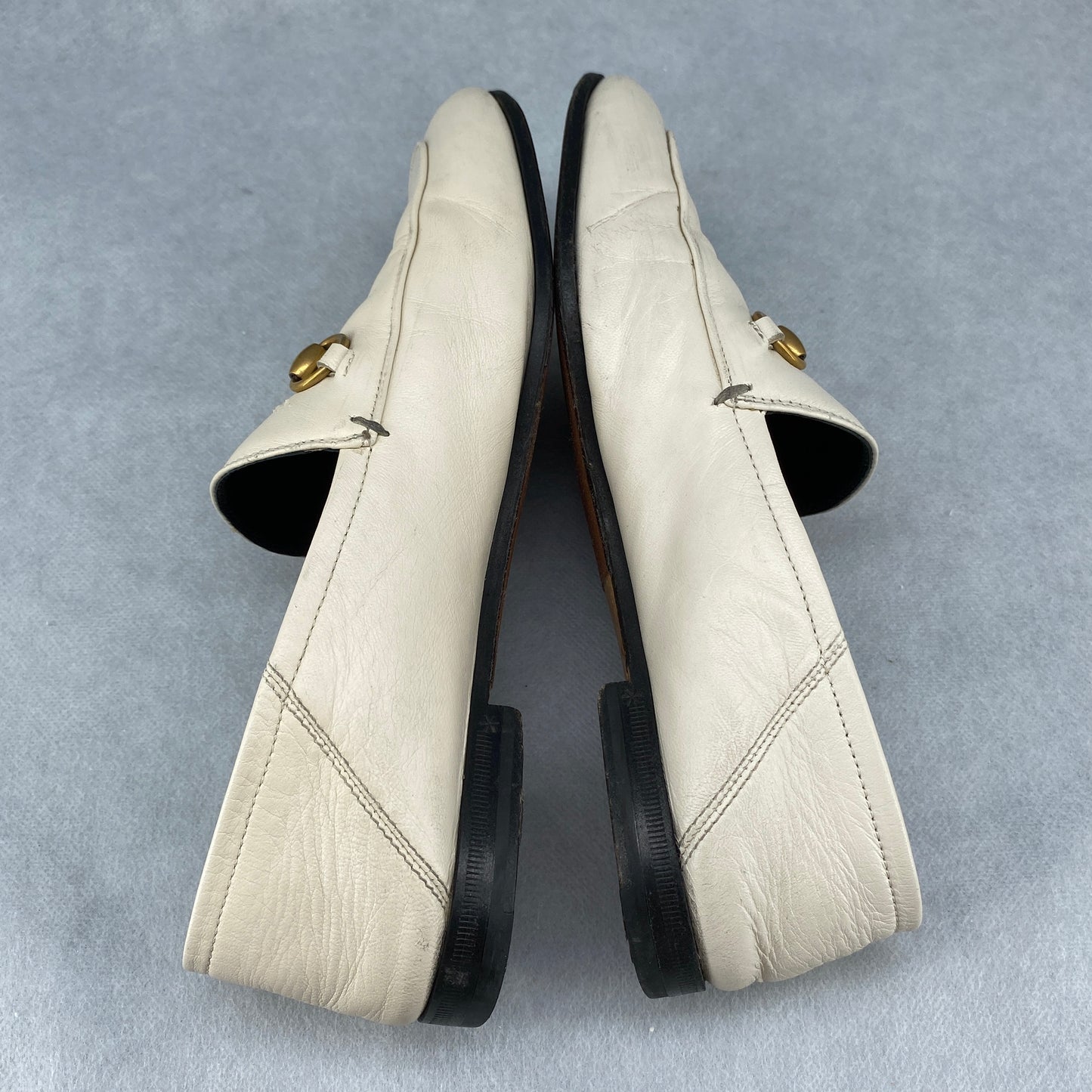 Gucci Cream Leather Horsebit Loafers Size 37