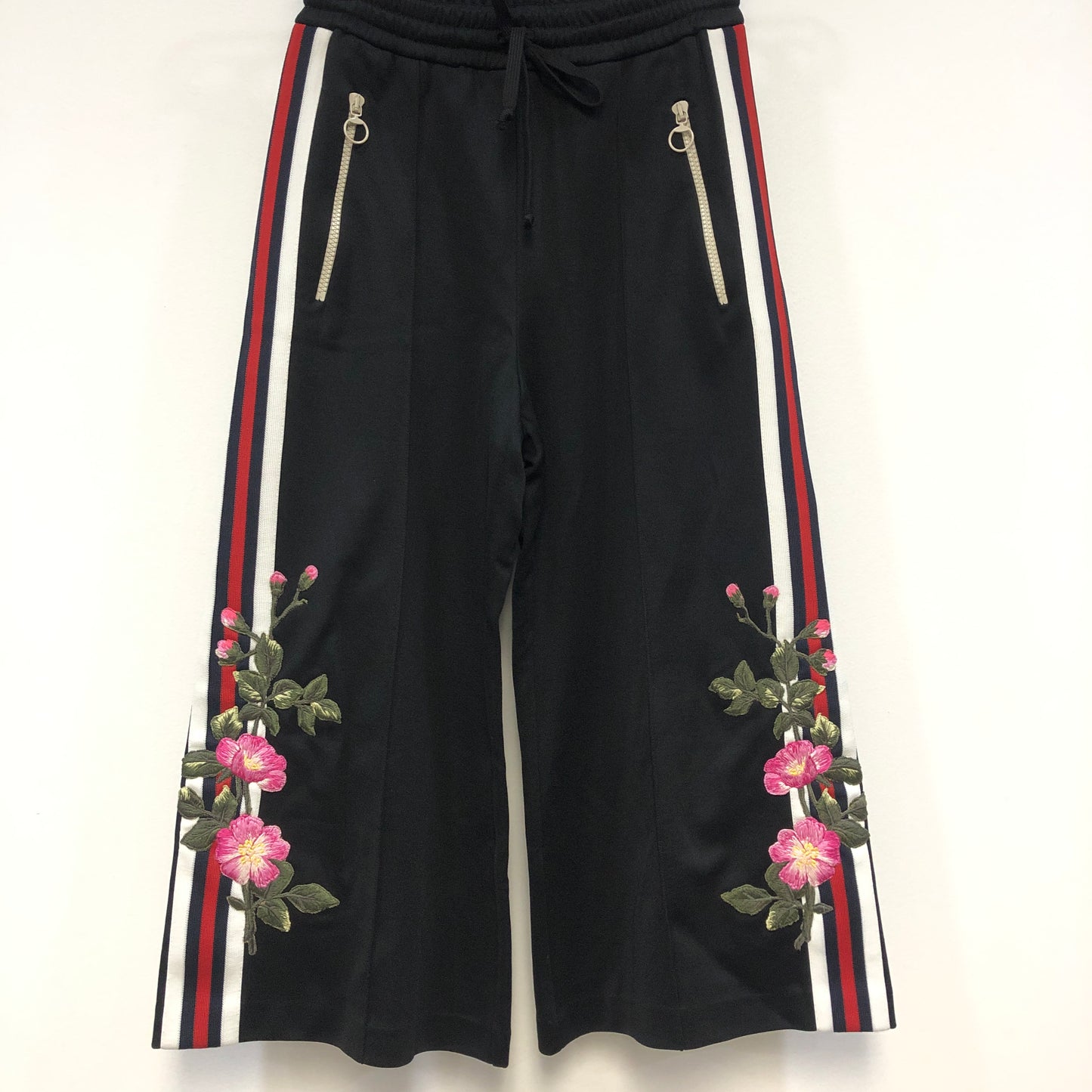 Gucci Floral Embroidered Web Stripe Cropped Track Pants Size XS