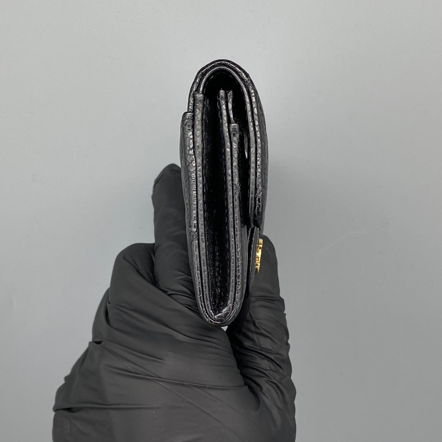 Chanel Black Caviar Quilted Leather Flap Card Wallet