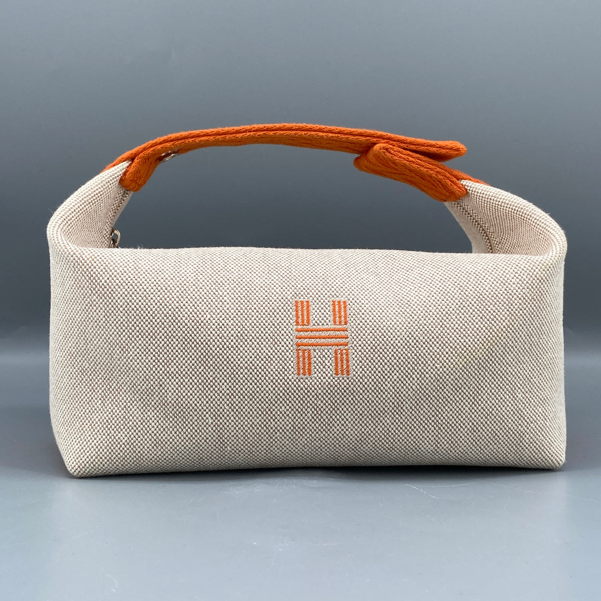 Herms Cream & Orange Canvas Bride-a-Brac Vanity Bag