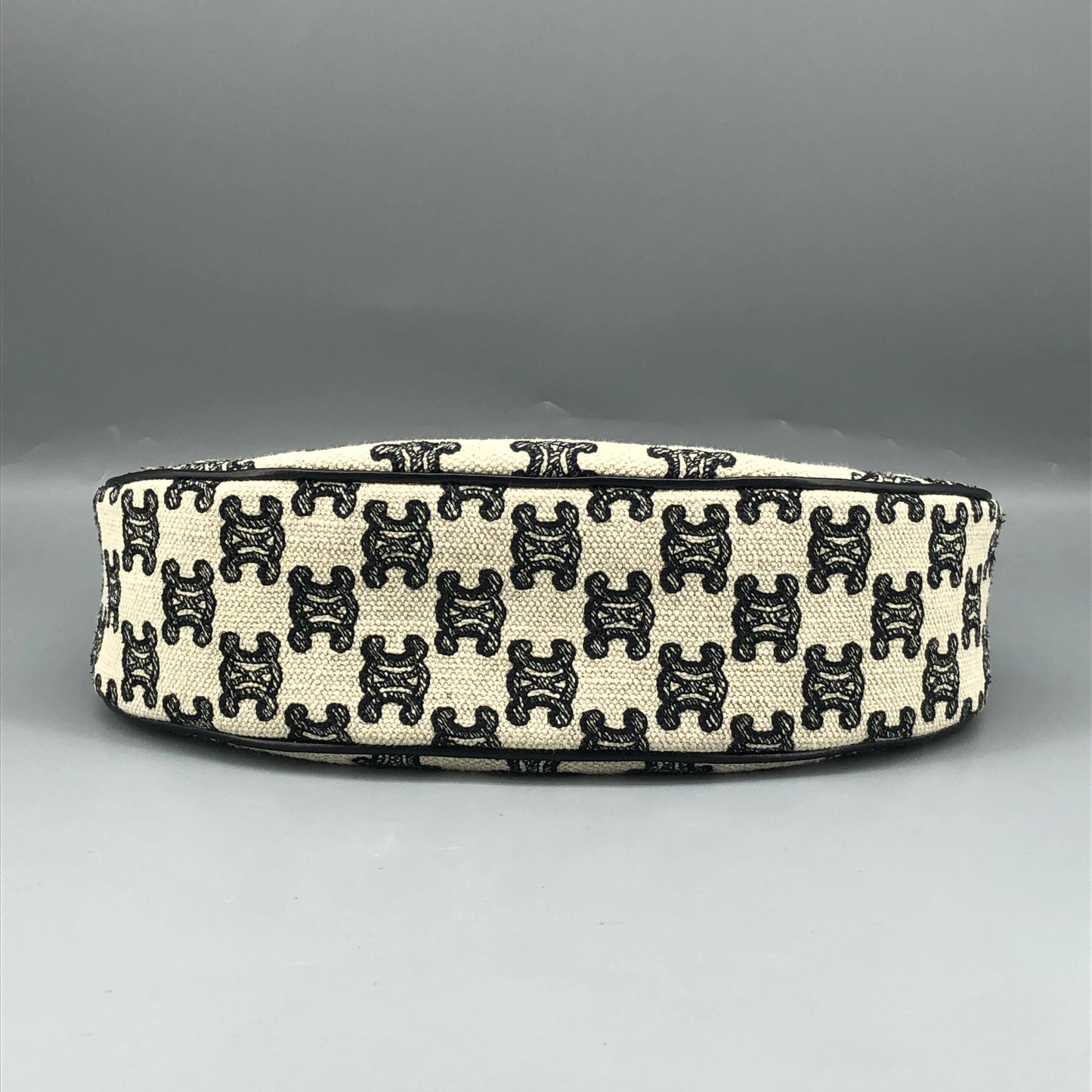 Celine Triomphe Jacquard AVA Hobo Underarm Shoulder Bag Black White