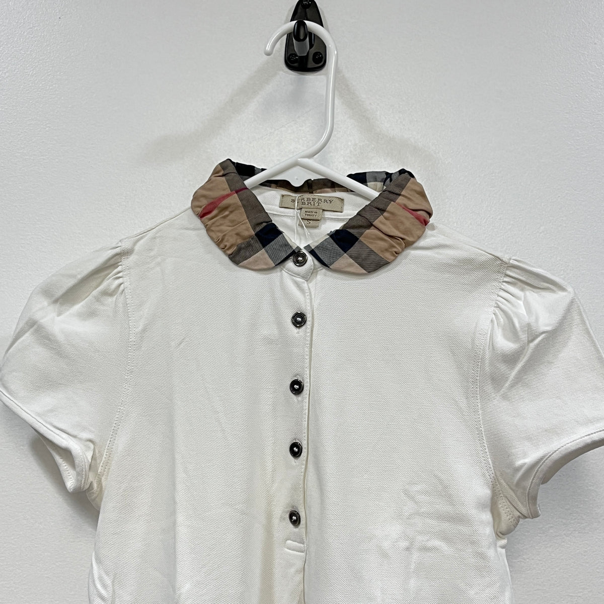 Burberry White Women Short Sleeve Blouse Size S