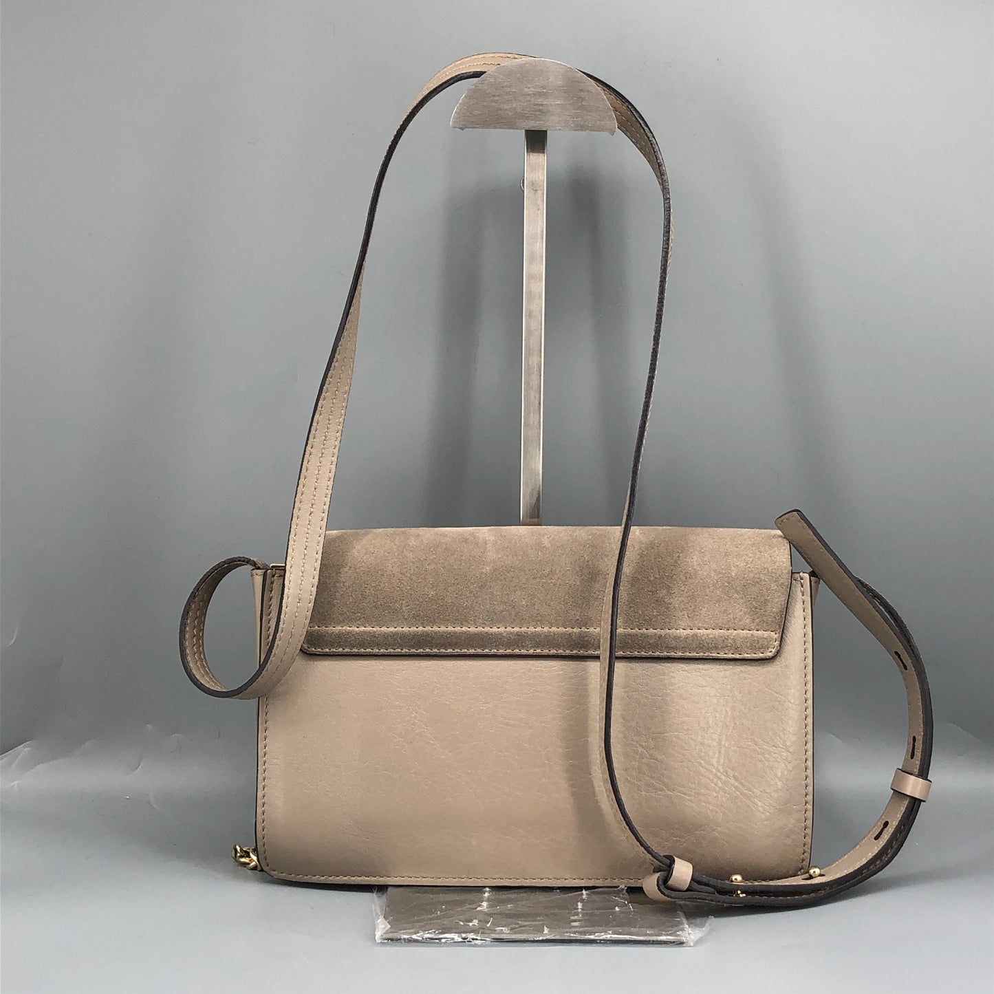 Chloe Faye Medium Suede & Leather Shoulder Bag Beige