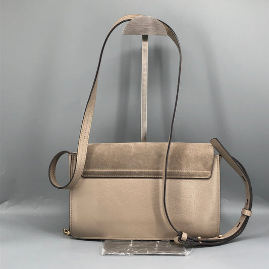 Chloe Faye Medium Suede & Leather Shoulder Bag Beige
