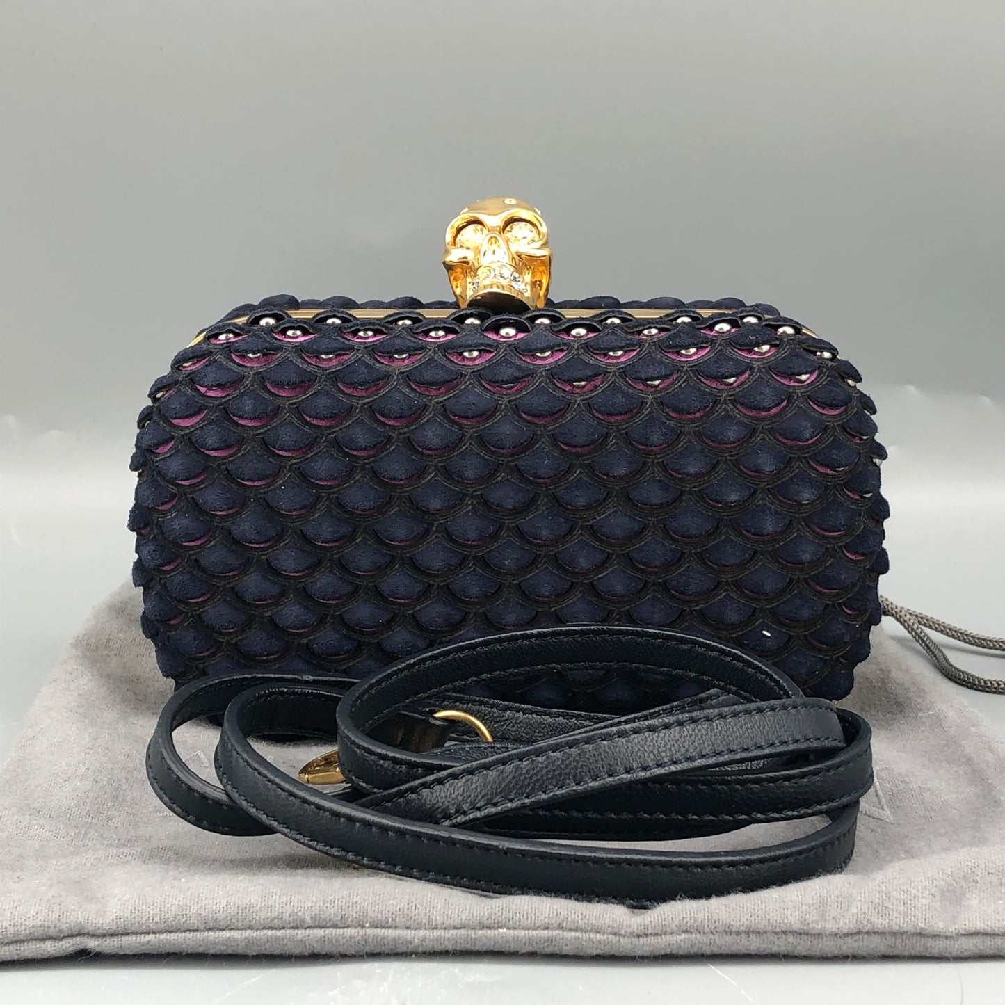 Alexander McQueen Skull Clutch Navy/Pink