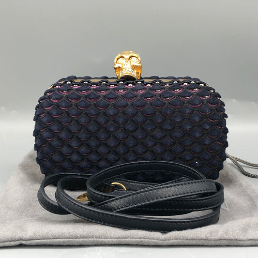 Alexander McQueen Skull Clutch Navy/Pink