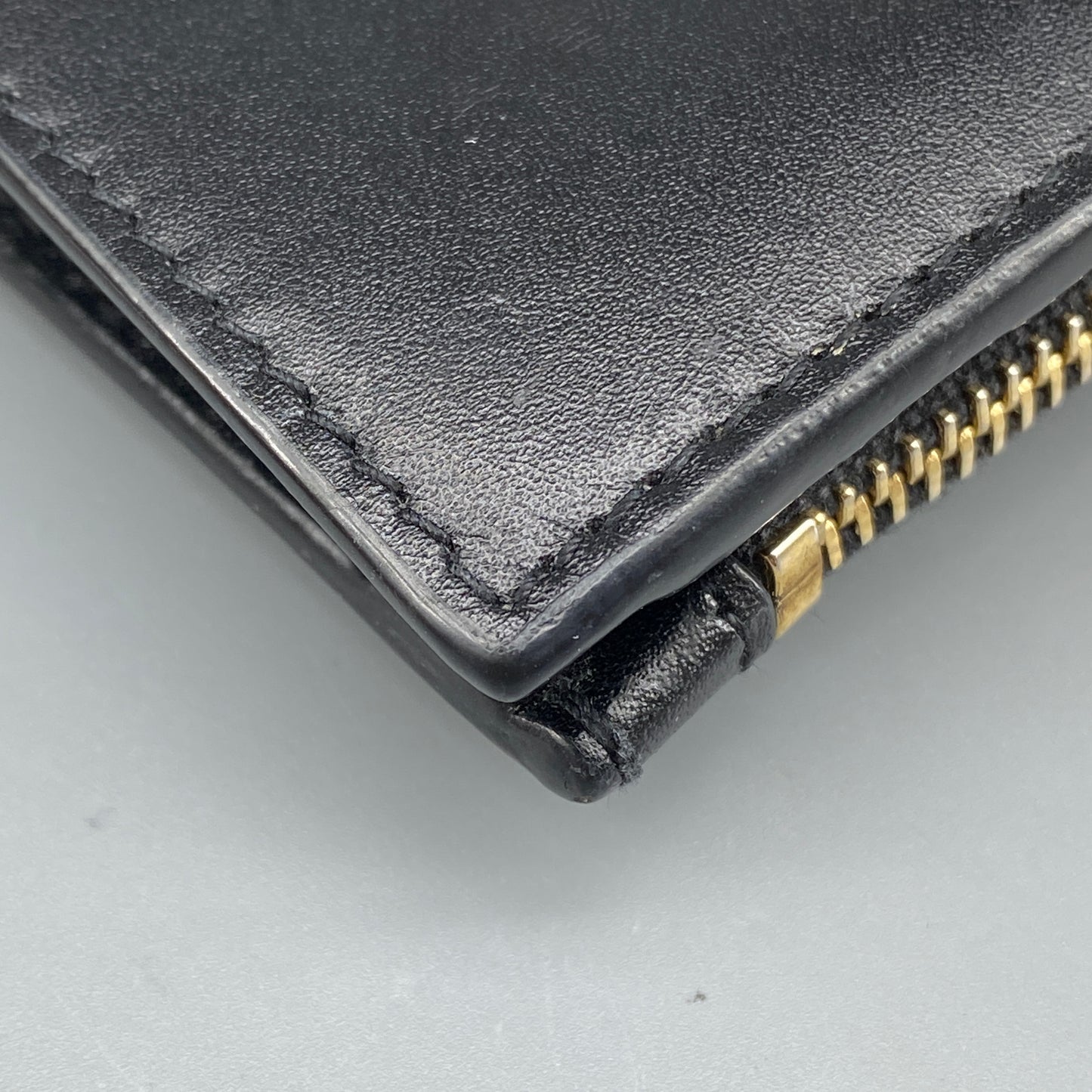 Saint Laurent Smooth Black Calfskin Bifold Wallet With Side Zipper