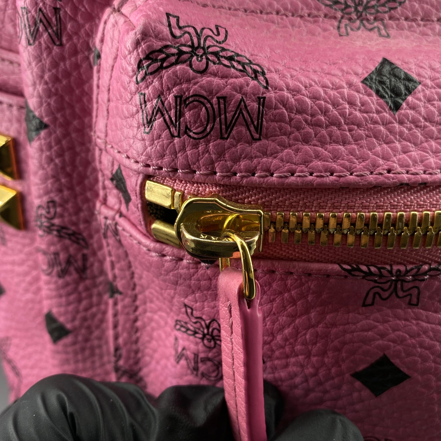 MCM Pink Visetos Print Backpack