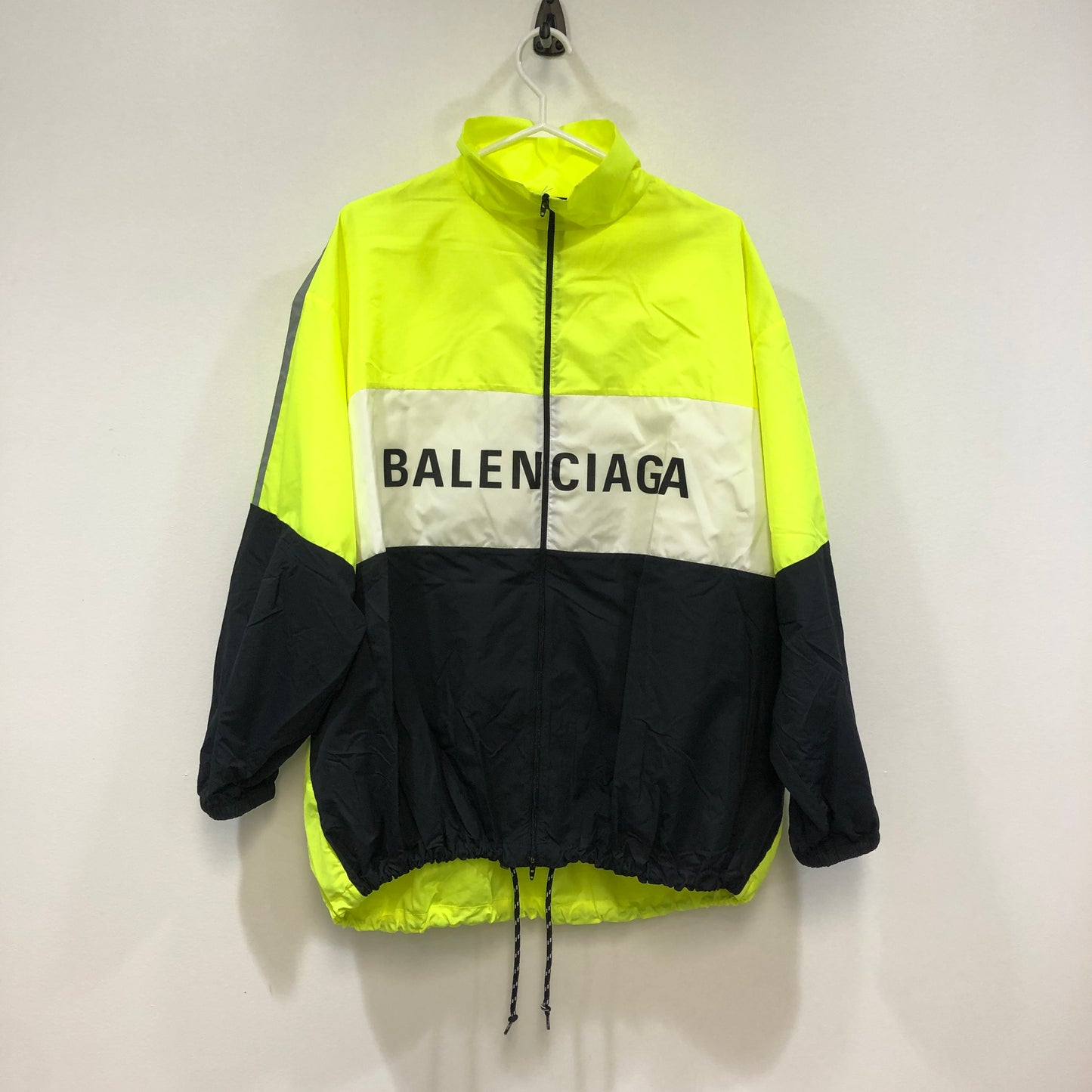 Balenciaga Color Block Logo Windbreaker Jacket Size 38  Yellow/Black
