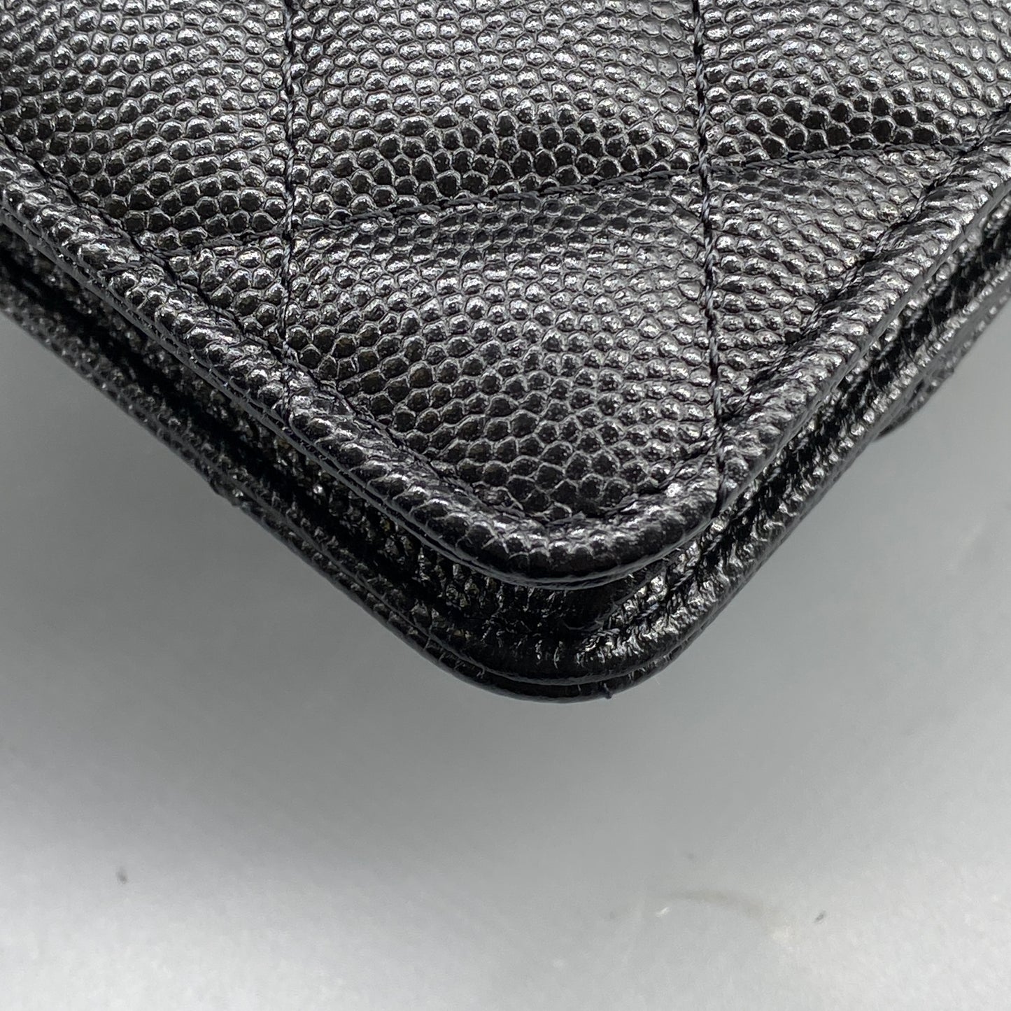 Chanel Quilted Caviar Mini Chain Wallet Bag Black