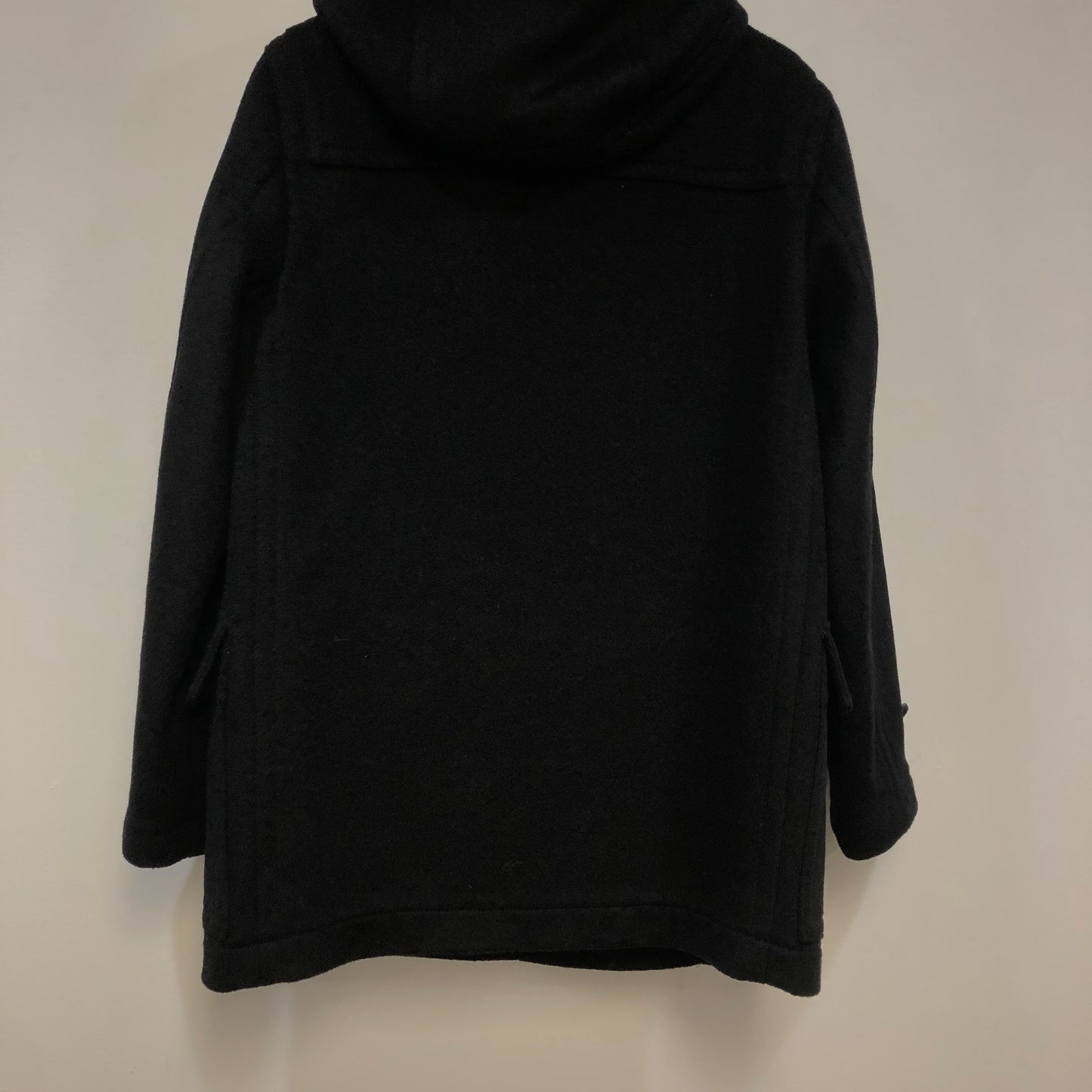 Burberry Black Wool Duffle Hooded Coat Size48