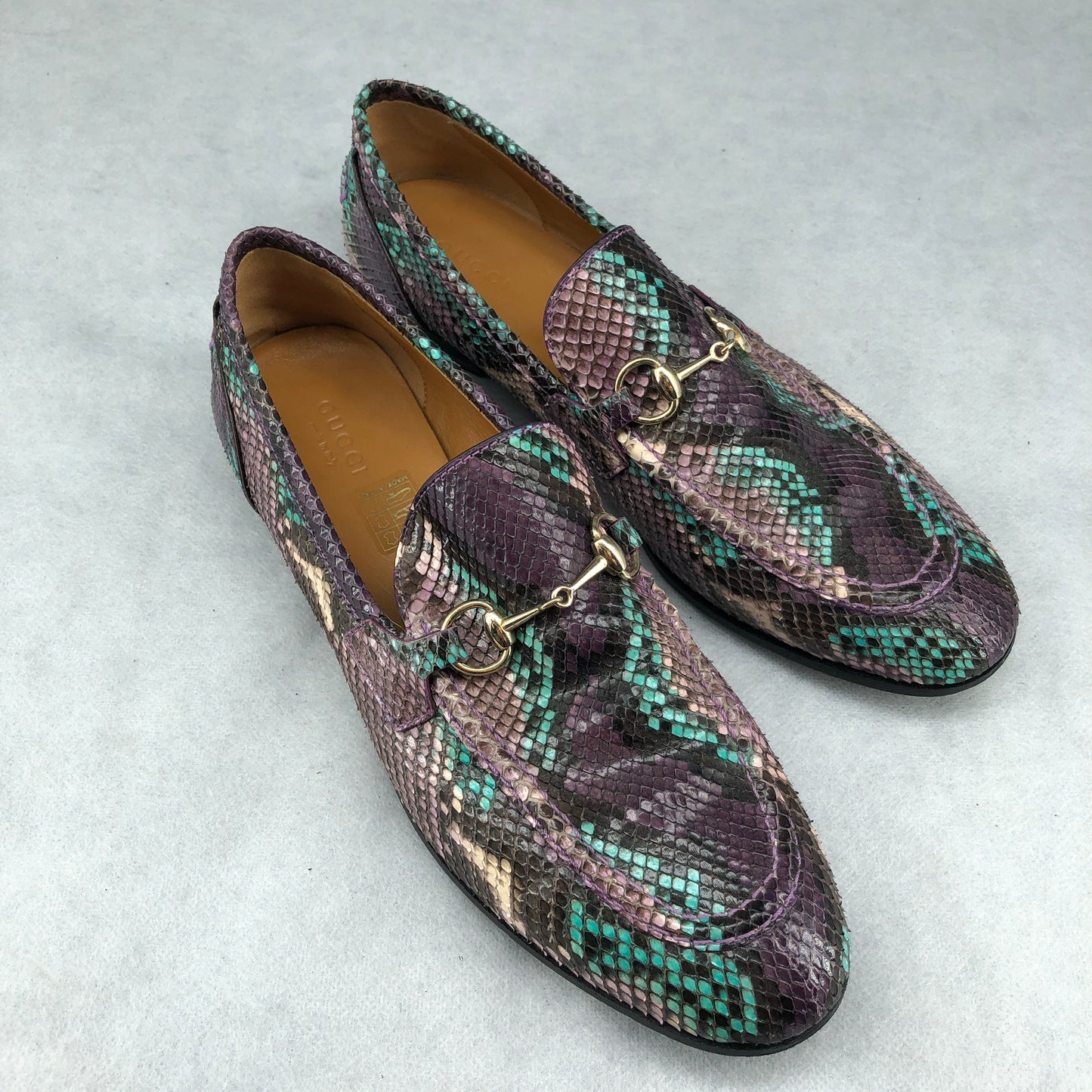 Gucci Python Horsebit Loafers Multicolor Women’s Size 38.5