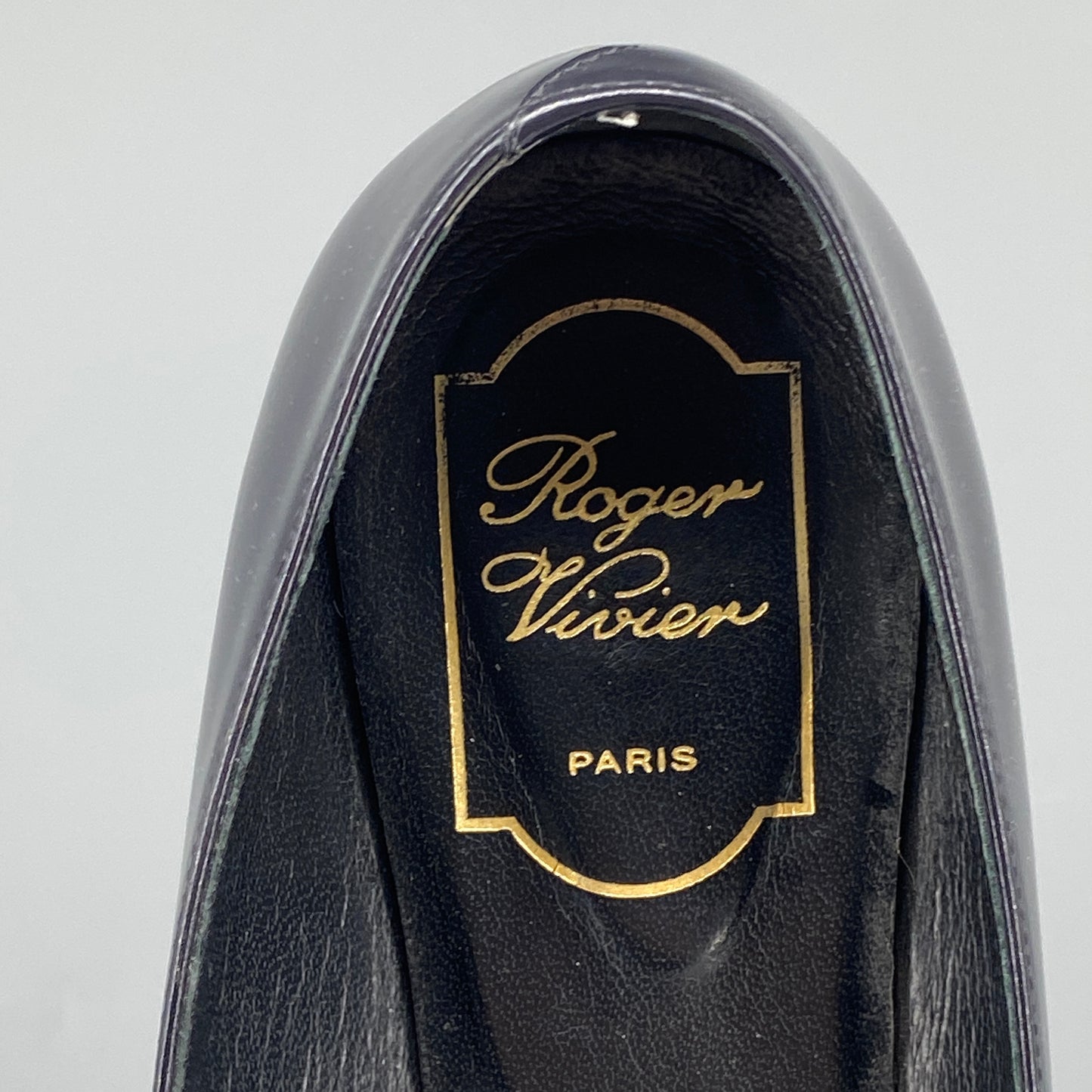 Roger Vivier Women’s Dark Blue Square‑Buckle Flat Shoes