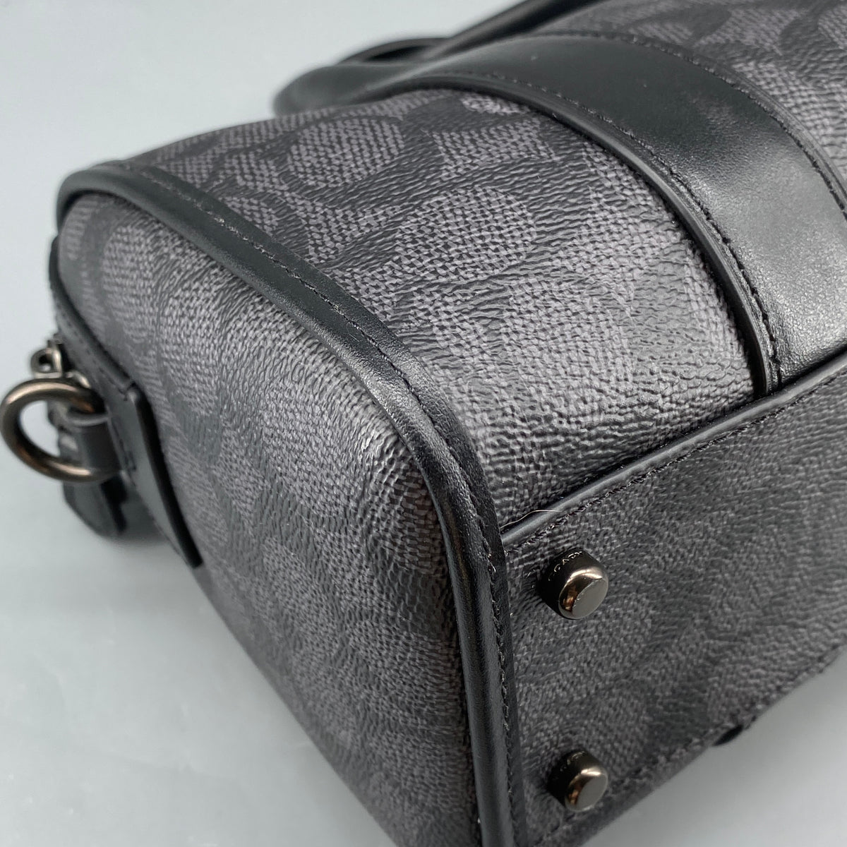 Coach Black Signature Canvas Barrel Top Handle Bag