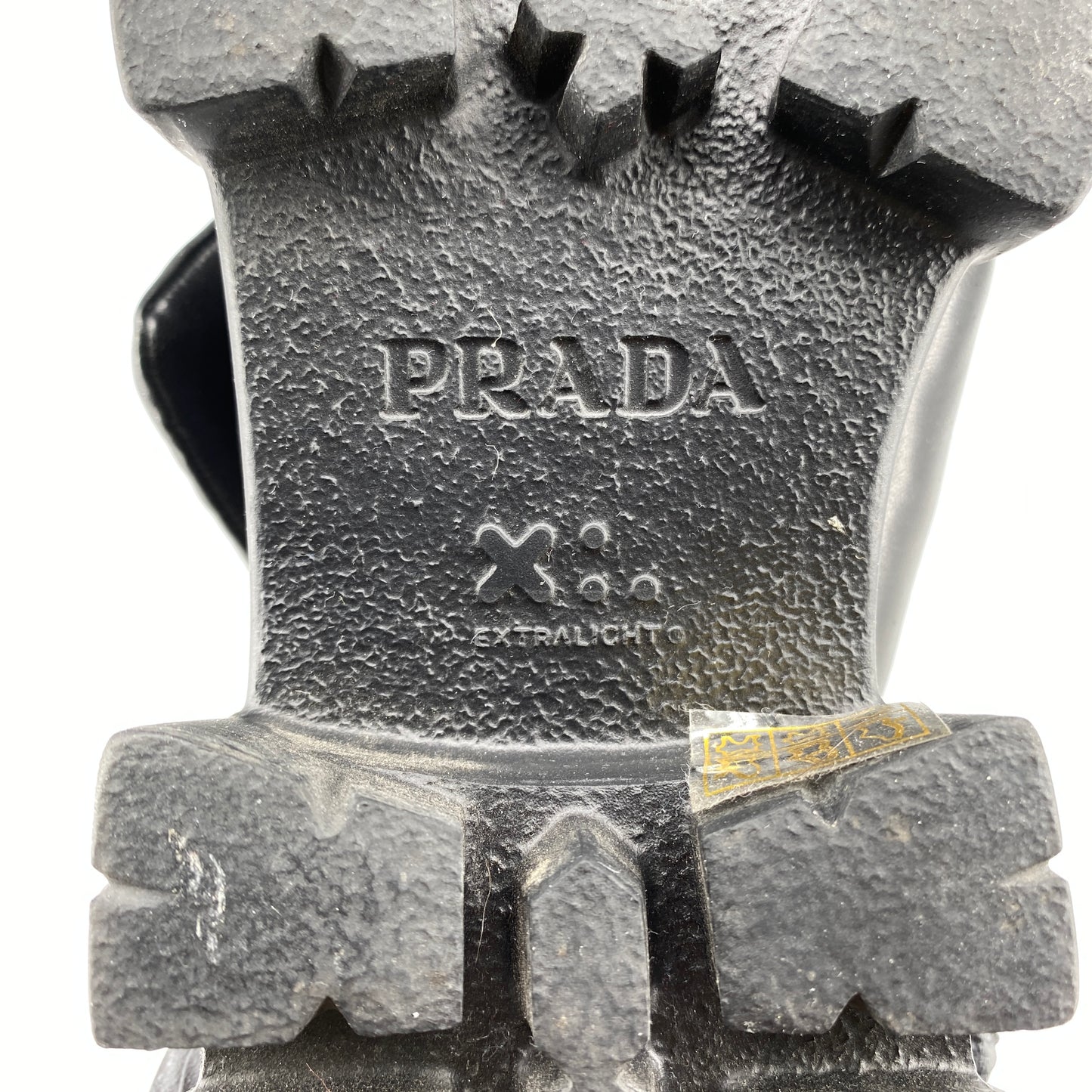 Prada Women's Black Leather Cross Strap Lug Sole Back Strap Platform Sandals Size 38