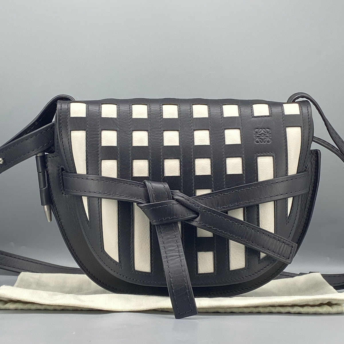 Loewe  Gate Grid  Crossbody Bag Black White Checkered