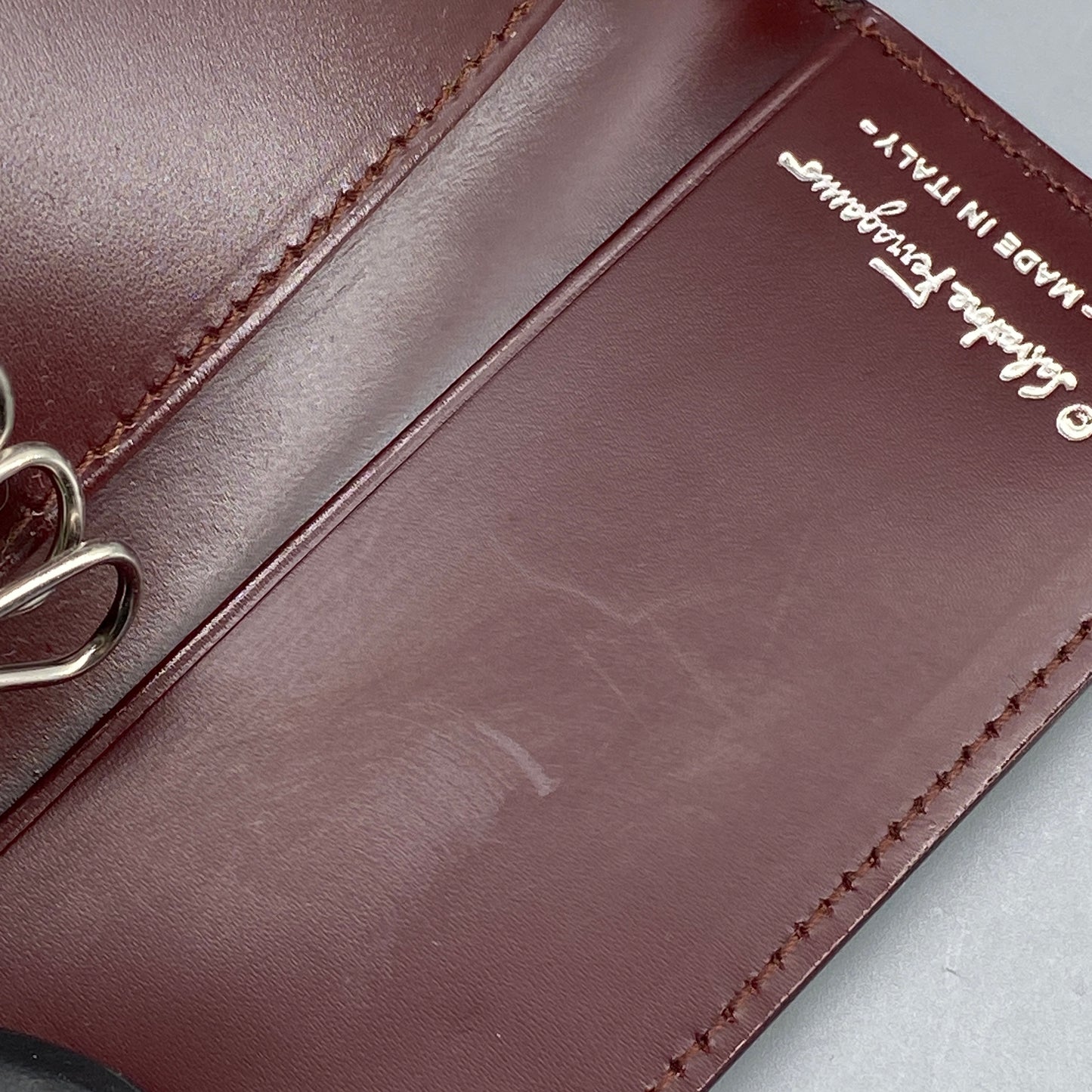 Ferragamo Reddish-Brown Leather Key Case