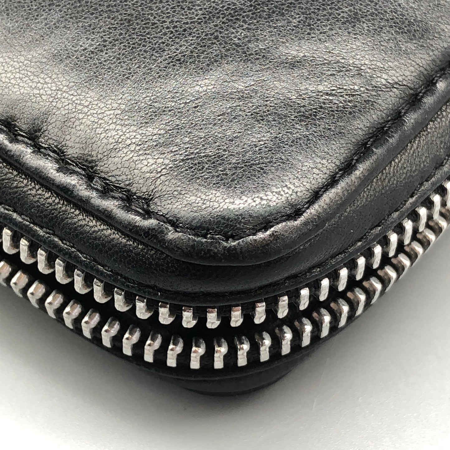 Chrome Hearts Black Leather Zip Around Long Wallet