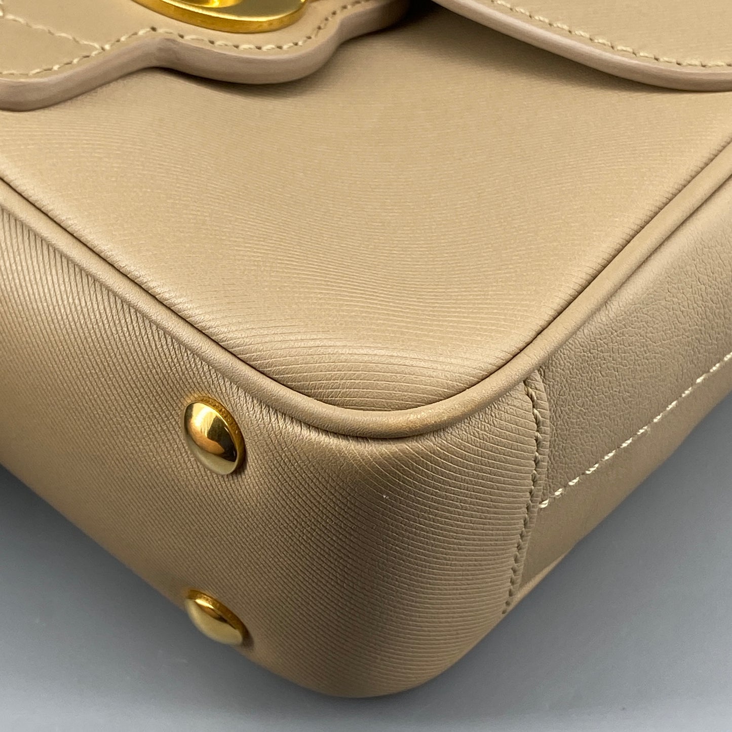 Burberry Beige Leather Top Handle Crossbody Bag