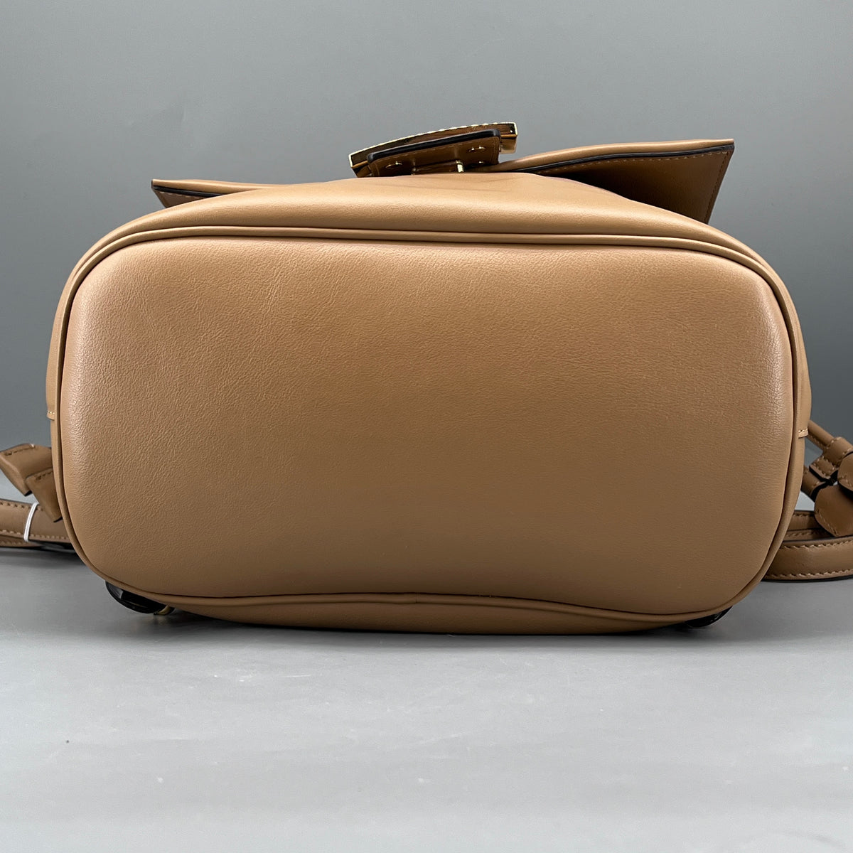 Fendi Brown beige Leather FF-clasp Backpack