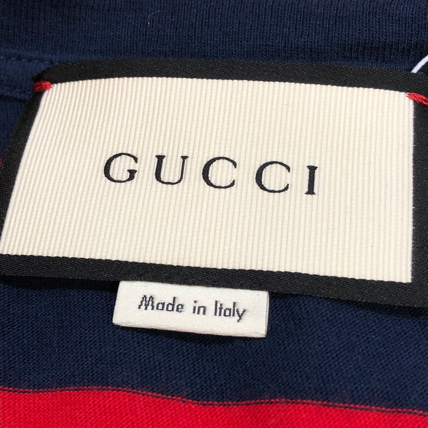 Gucci Navy Blue & Red Striped Short Sleeve T-shirt Size M