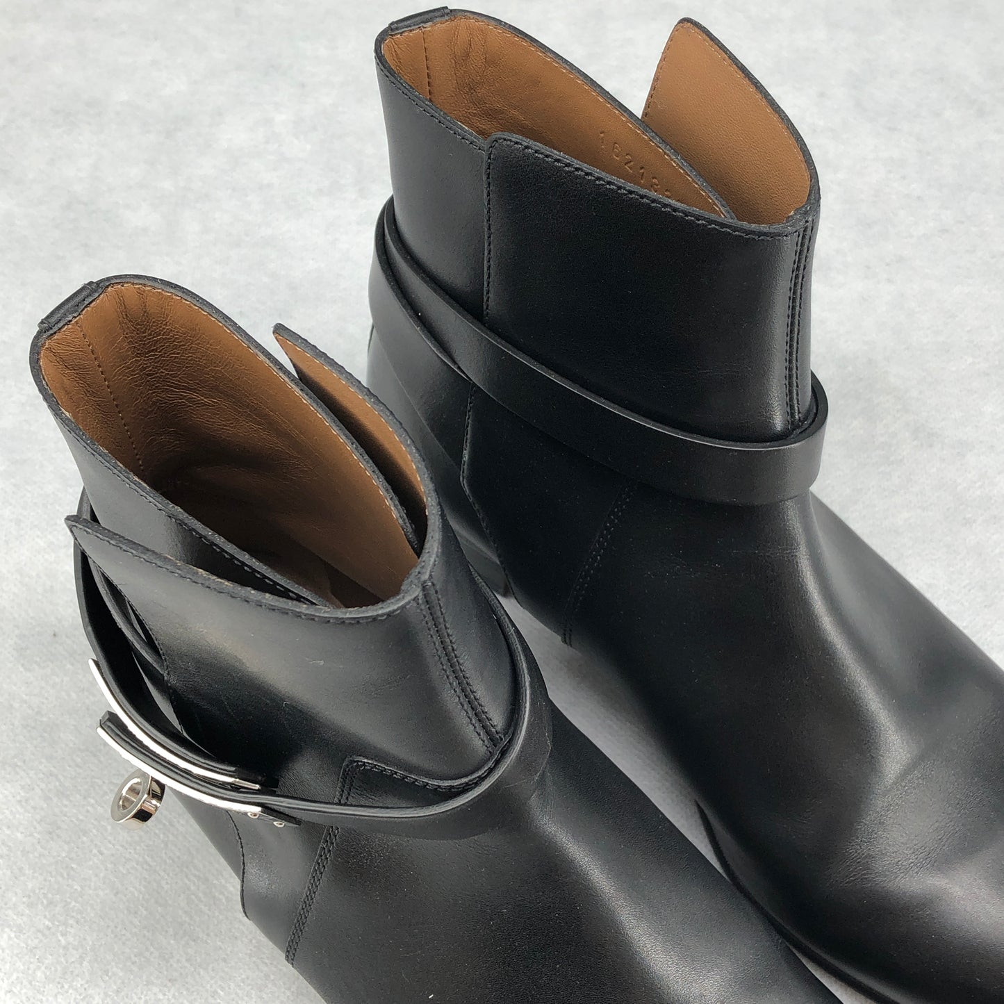 Hermes Black Leather Ankle Boots Size 36.5