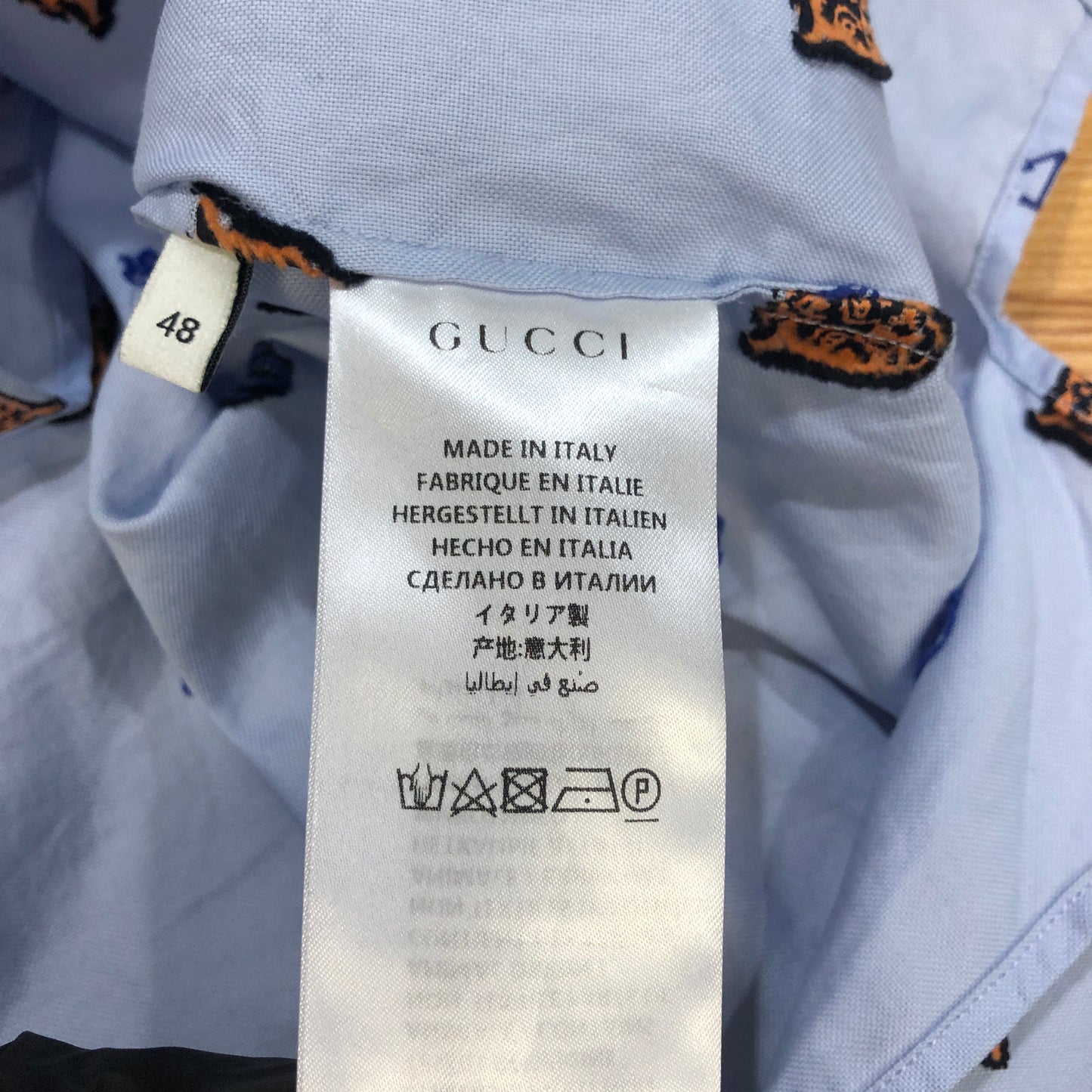 Gucci Tiger Head Print Bowling Shirt Size 48 Light Lavender