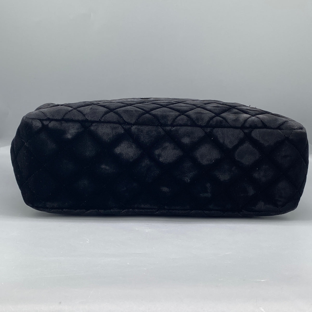 Chanel Vintage Black Velvet Quilted Shoulder Bag
