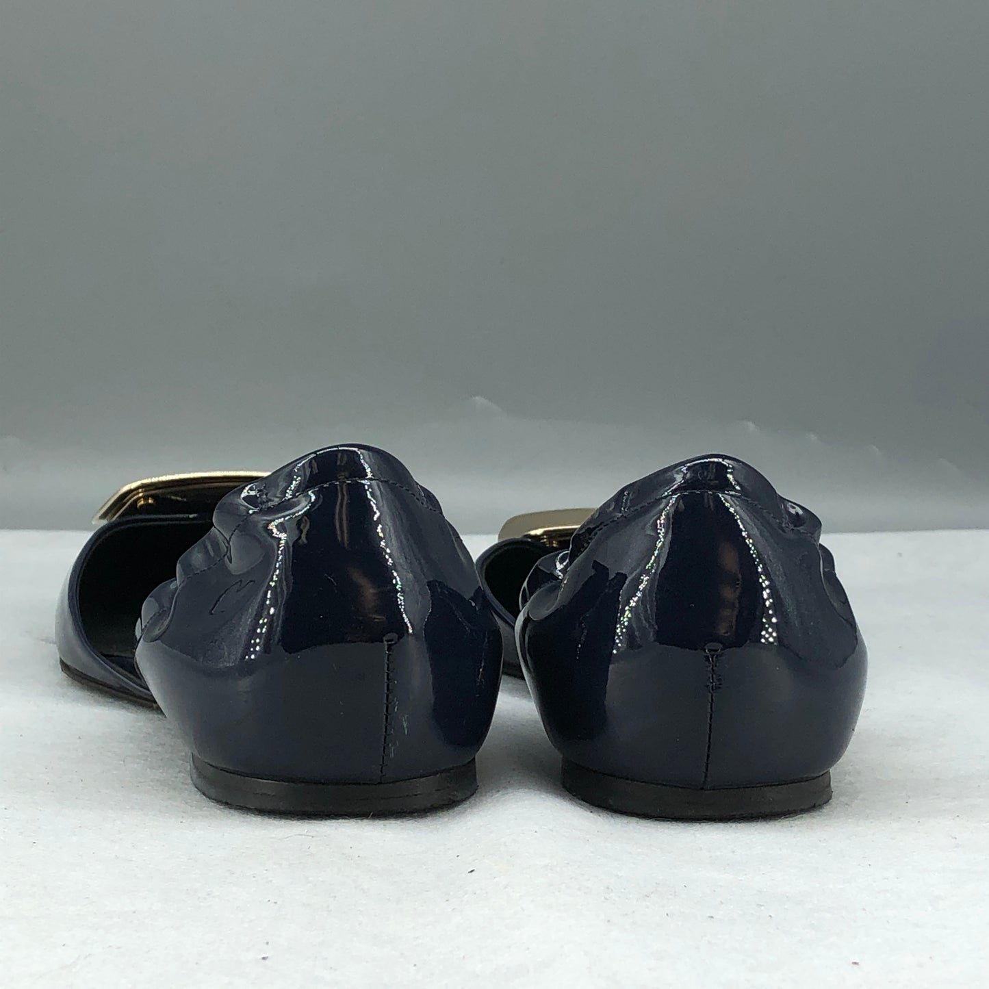Roger Vivier Patent Leather Buckle Flats Navy Women’s Size 38.5