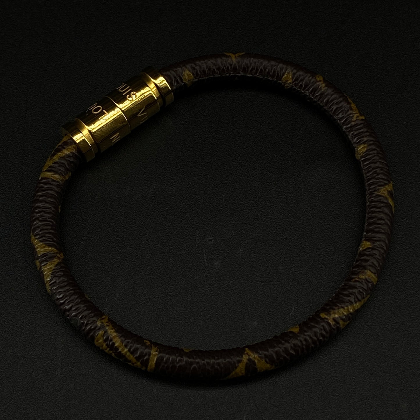 LV Monogram Canvas Gold Hardware Bangle Bracelet