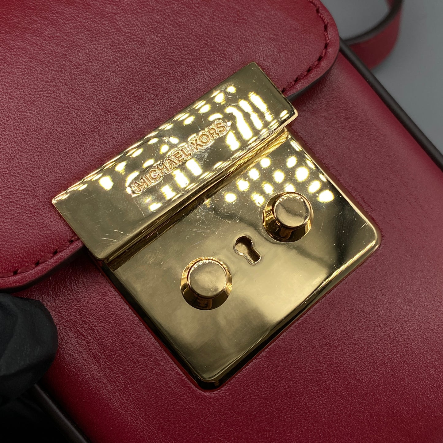 Michael Kors Red Leather Mini Vertical Crossbody Bag