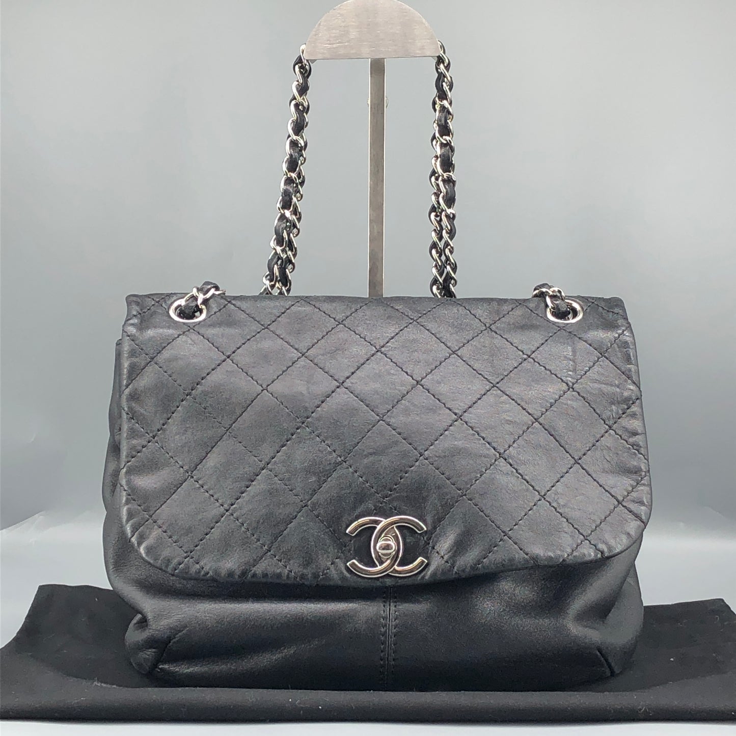 Chanel Lambskin Quilted Large Trianon Messenger Flap Black