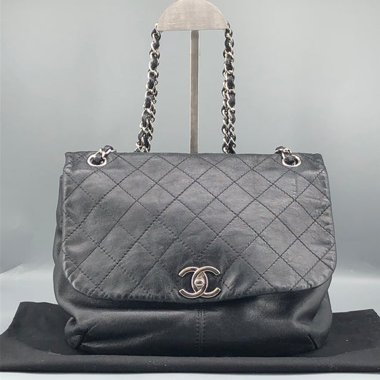 Chanel Lambskin Quilted Large Trianon Messenger Flap Black