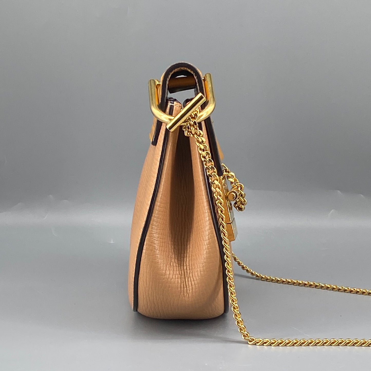 Chloe Yellow Nude Leather Drew Crossbody Saddle Bag