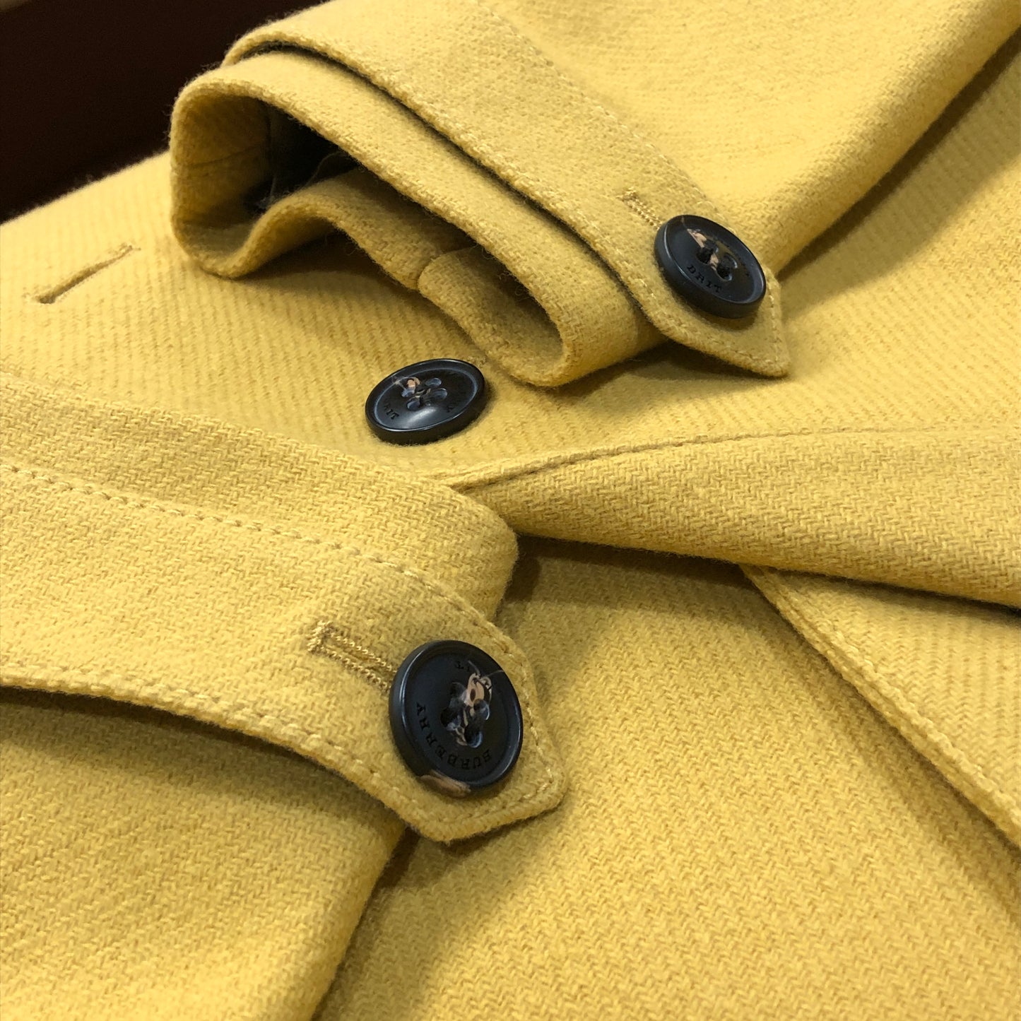 Burberry Yellow Single Breasted Wool Coat Size 6